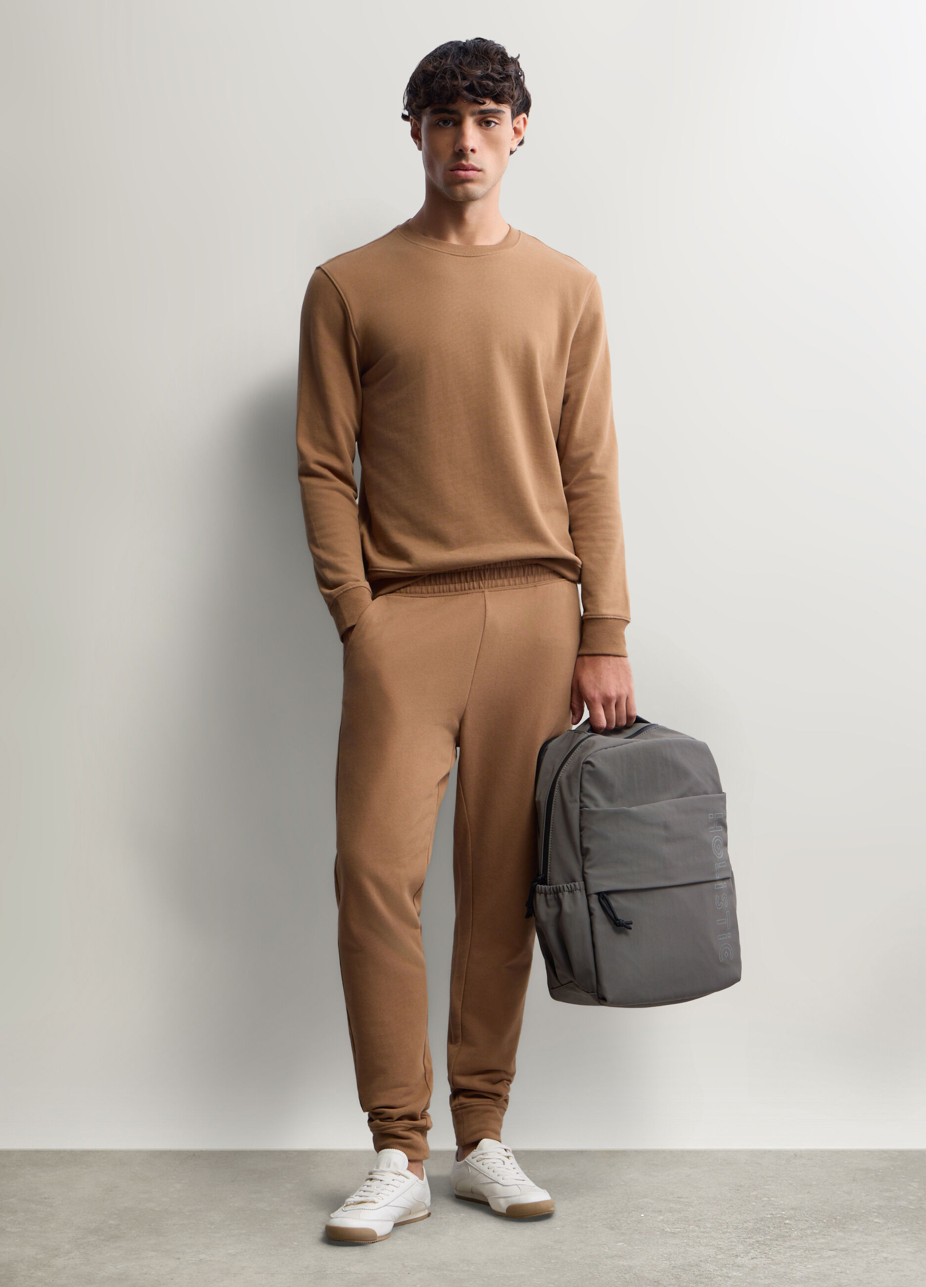 Jogger slim fit in felpa di cotone uomo_0
