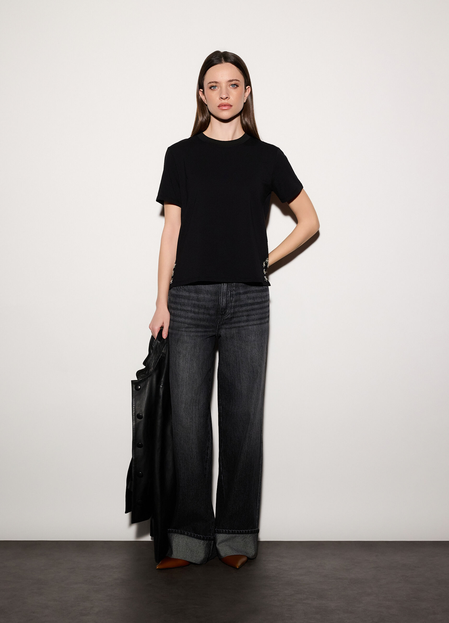 T-shirt girocollo box fit stretch donna_0