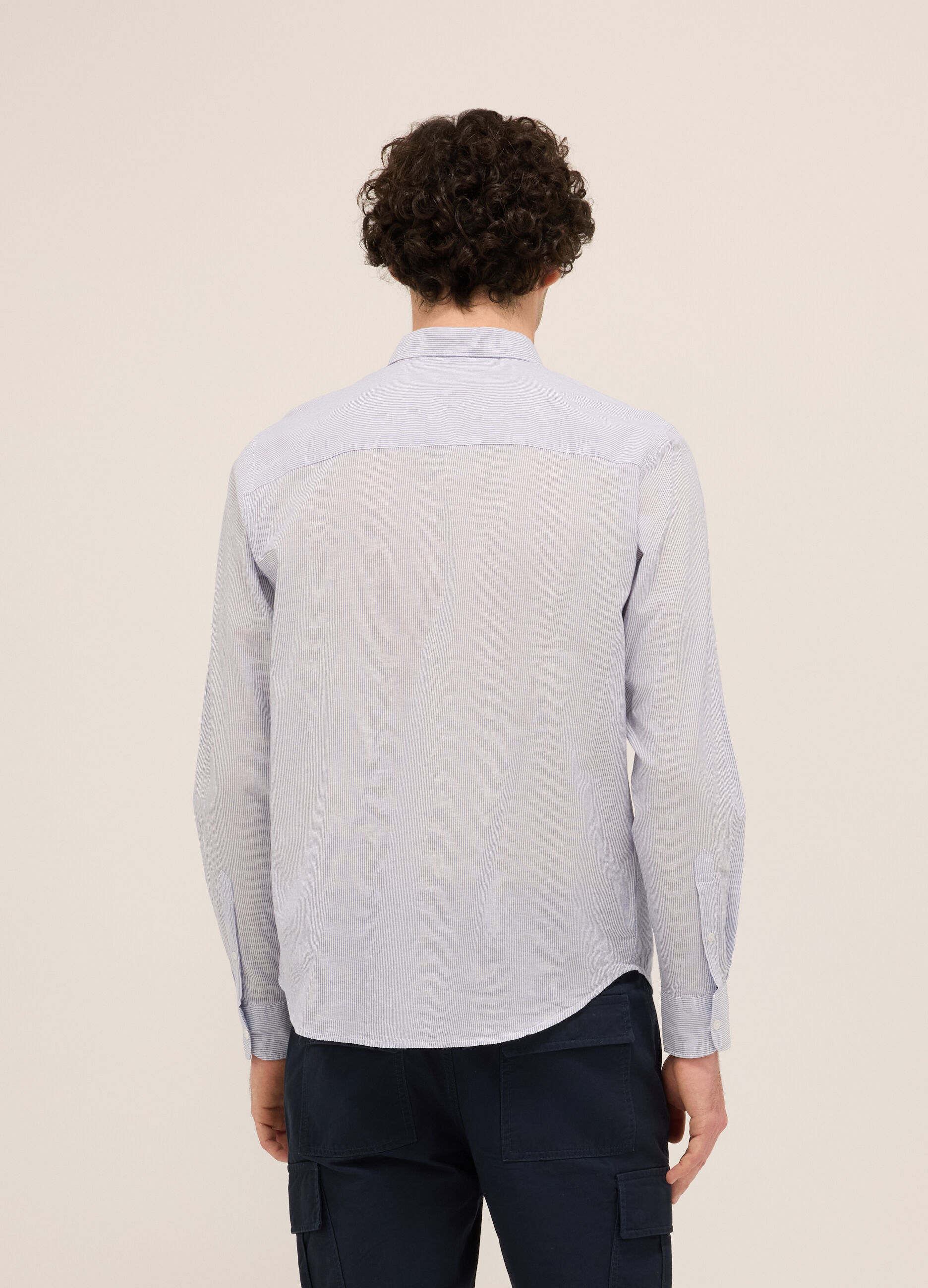 Camicia regular fit in voile di cotone a righe uomo_1
