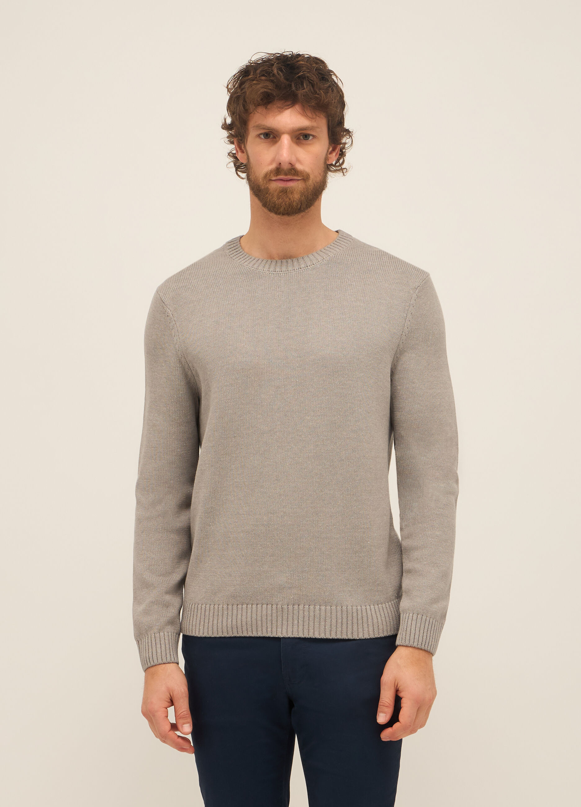 Maglione girocollo in misto cotone uomo_0