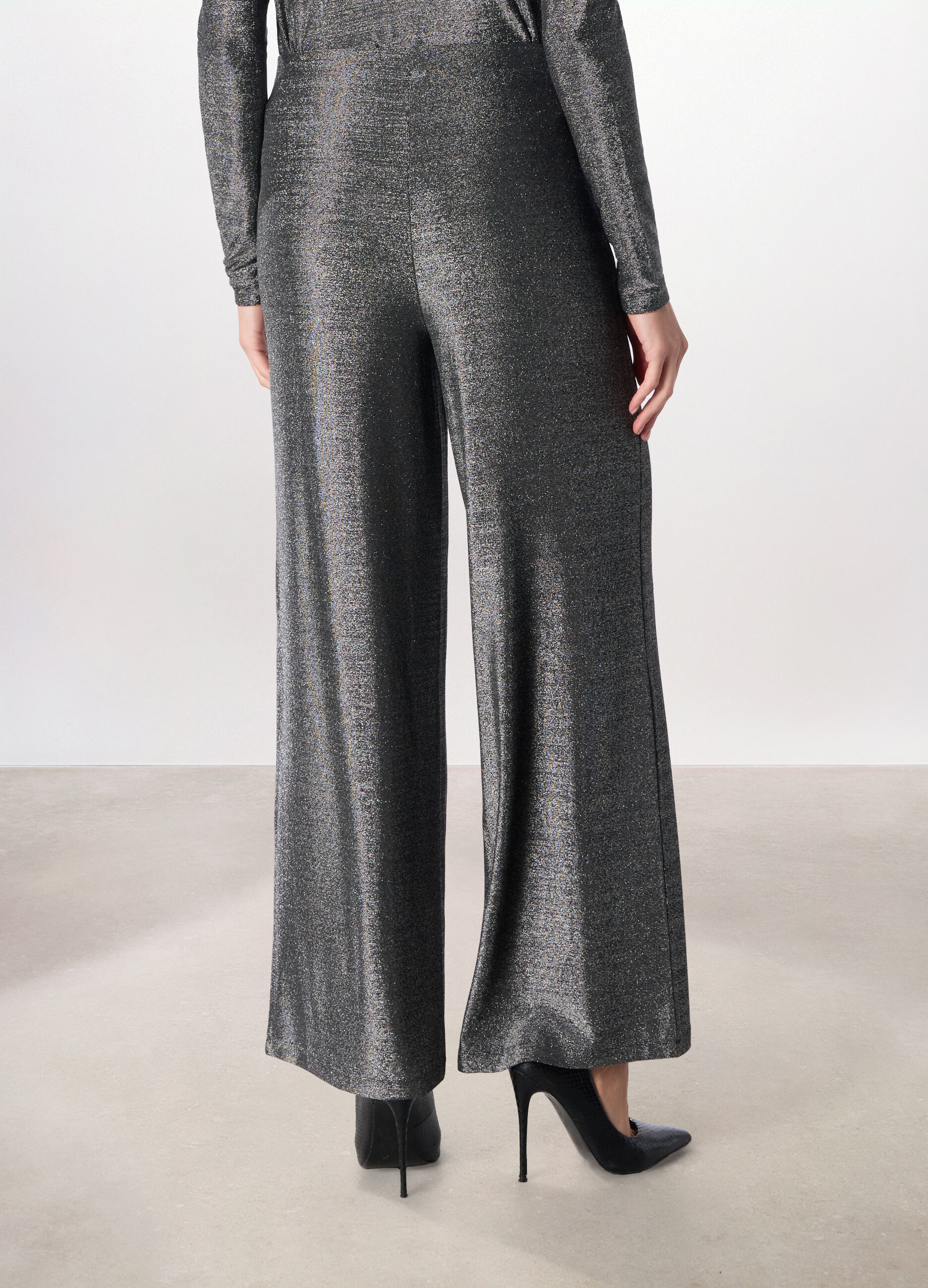 Pantaloni palazzo con filo lurex donna_1