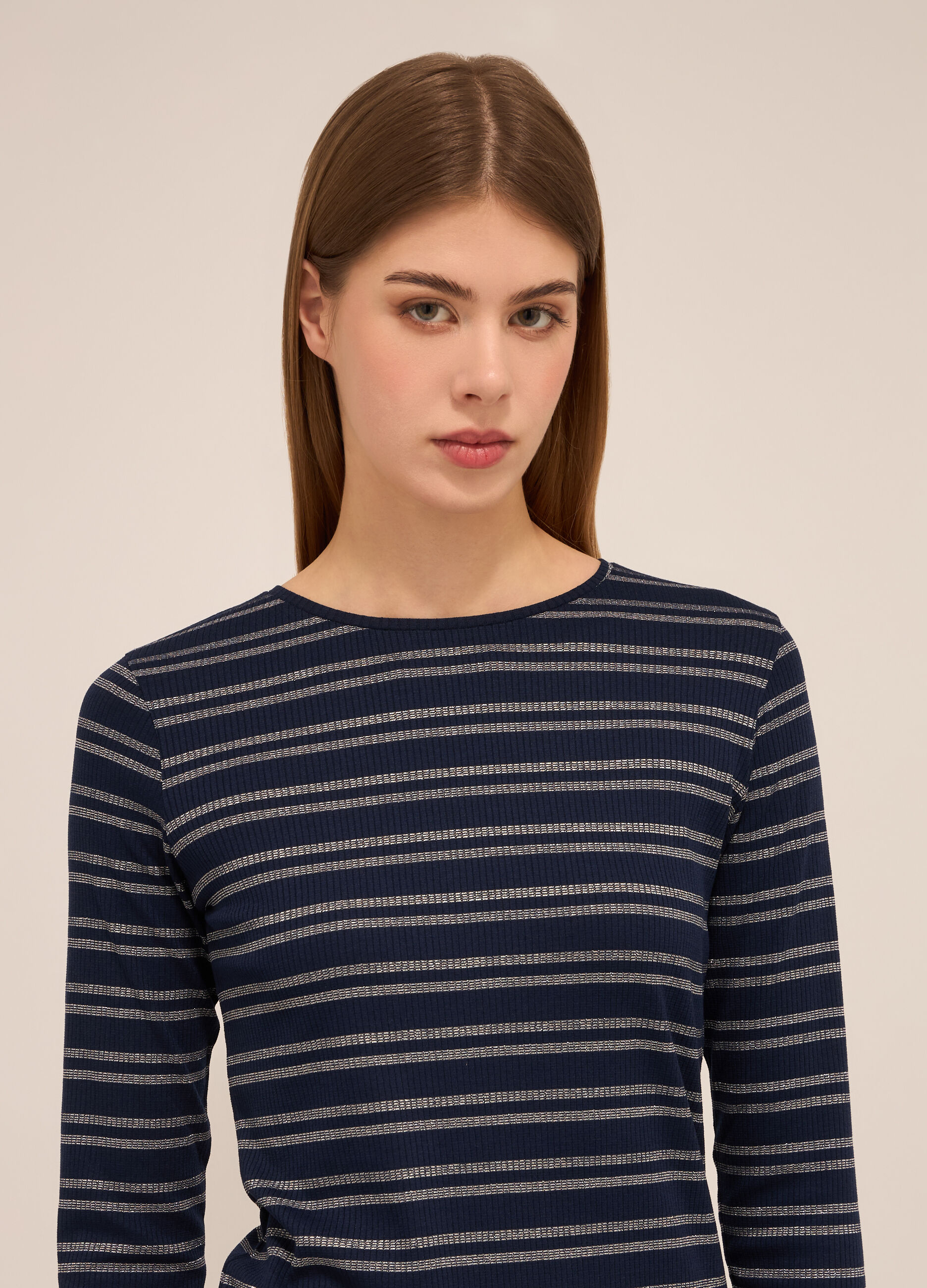 T-shirt in costina misto viscosa donna_2