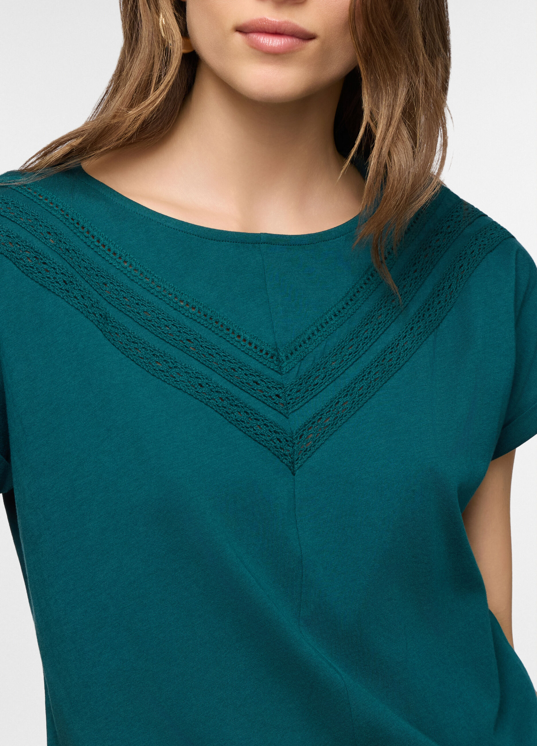 T-shirt girocollo in jersey di puro cotone donna_2