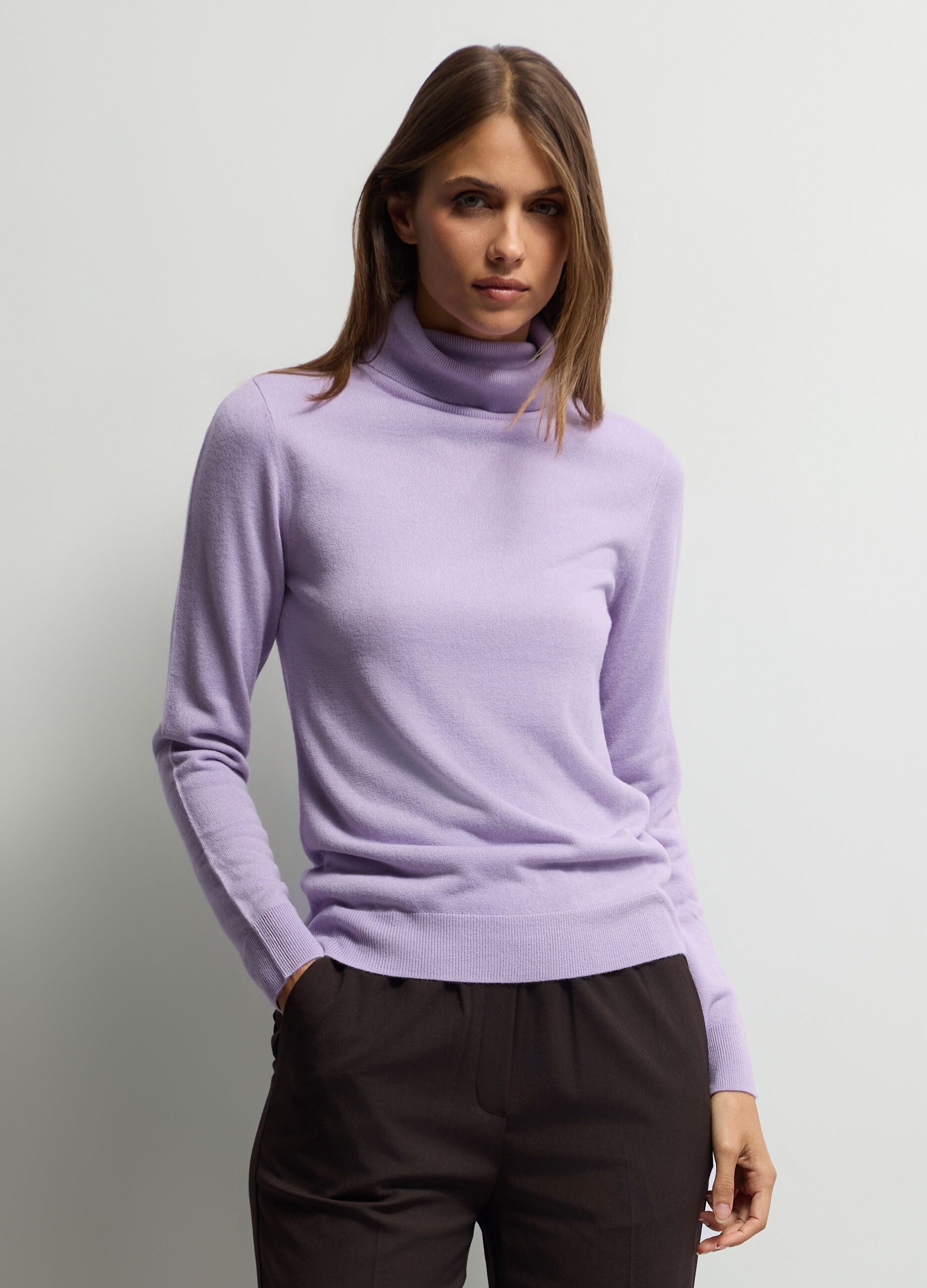 Pullover a collo alto rasato donna_0
