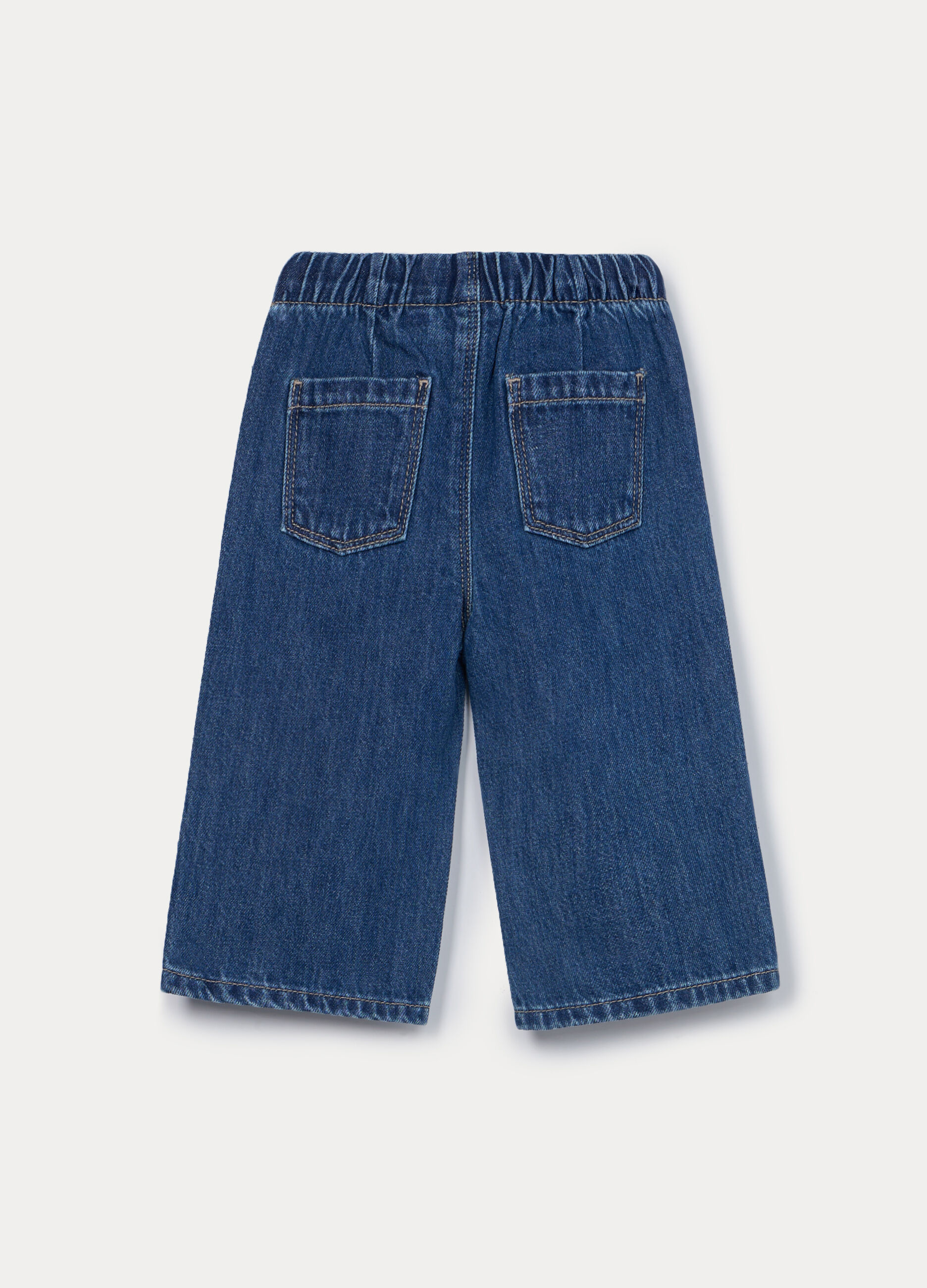 Jogger wide leg in denim misto cotone bimba_1
