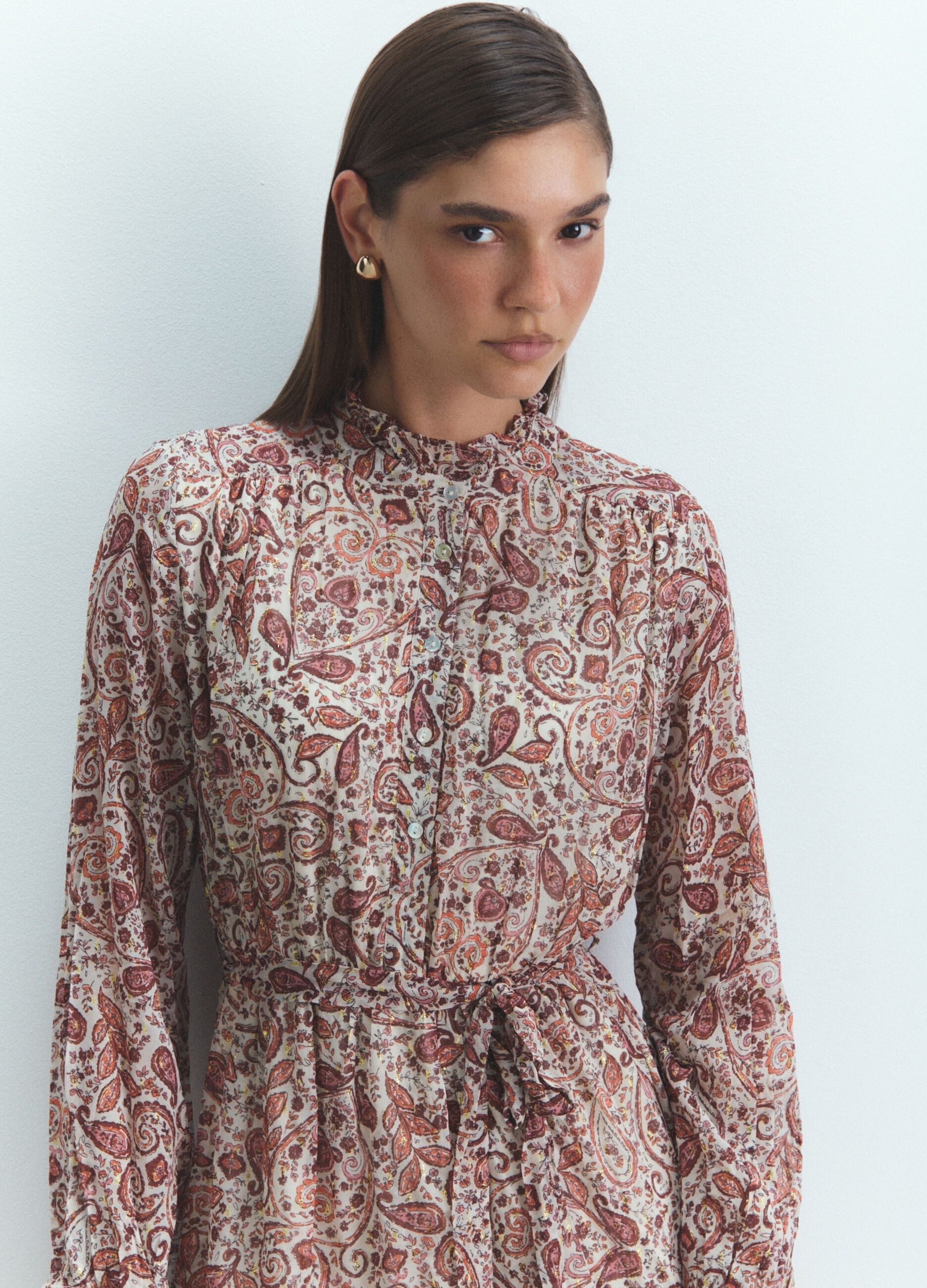 Abito corto in georgette con stampa donna_4