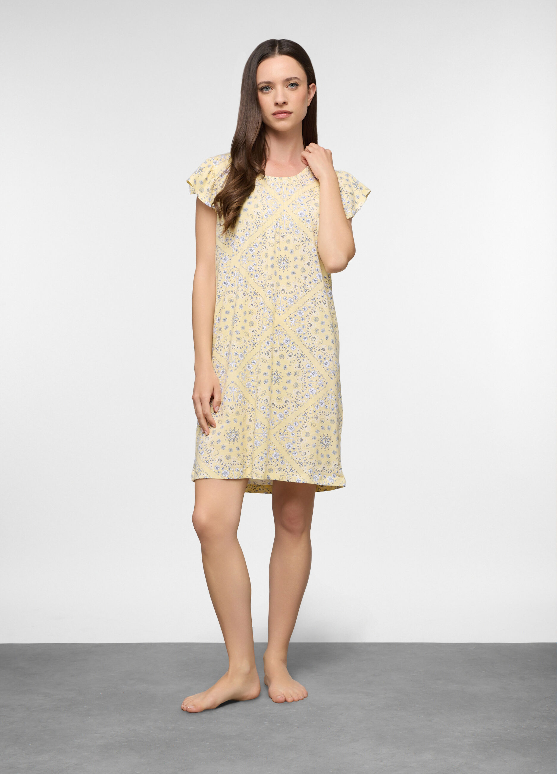 Camicia da notte corta in jersey di puro cotone donna_0
