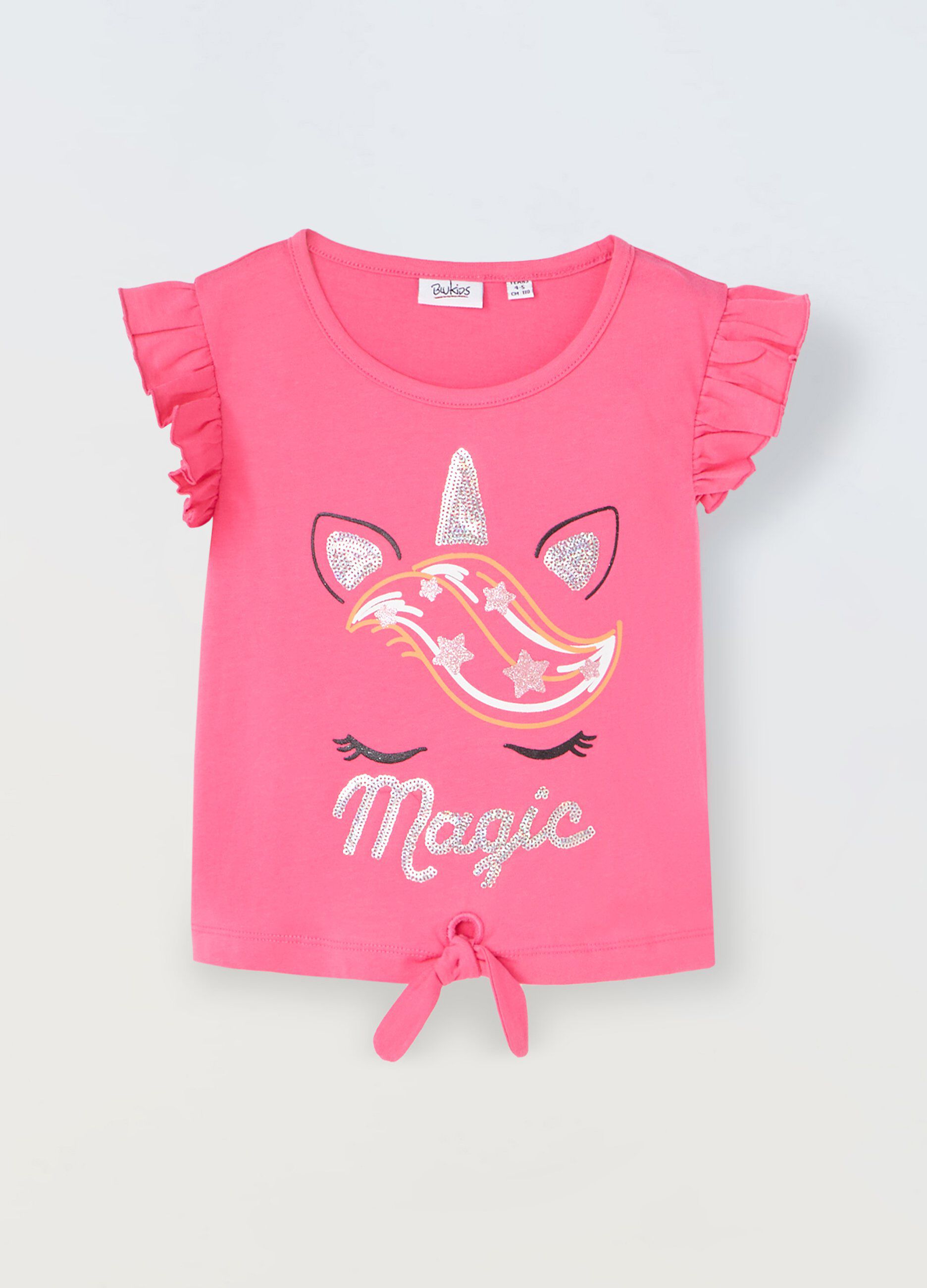 T-shirt in puro cotone con paillettes bambina