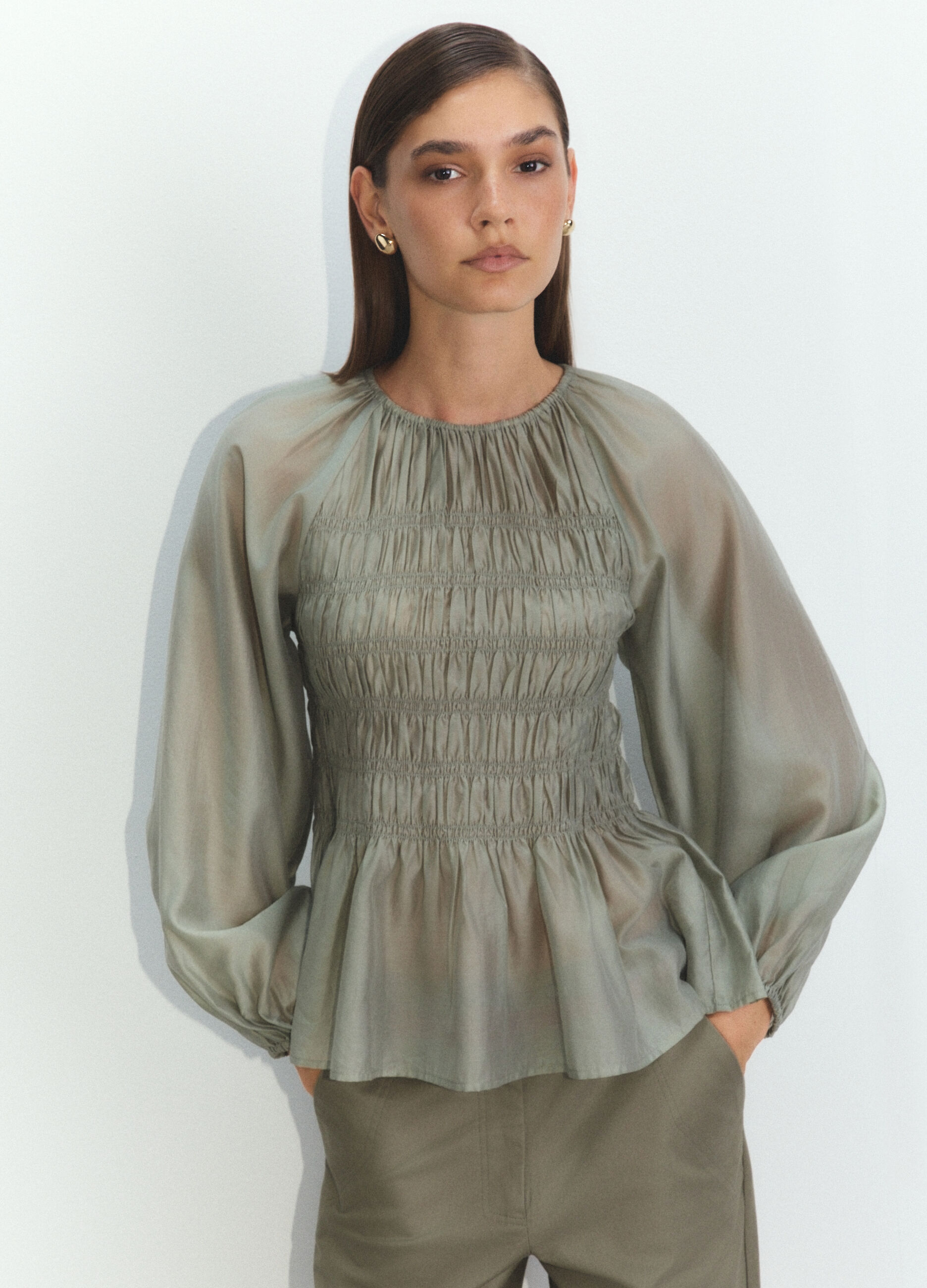 Blusa Fit Slim in mista Lyocell donna_1