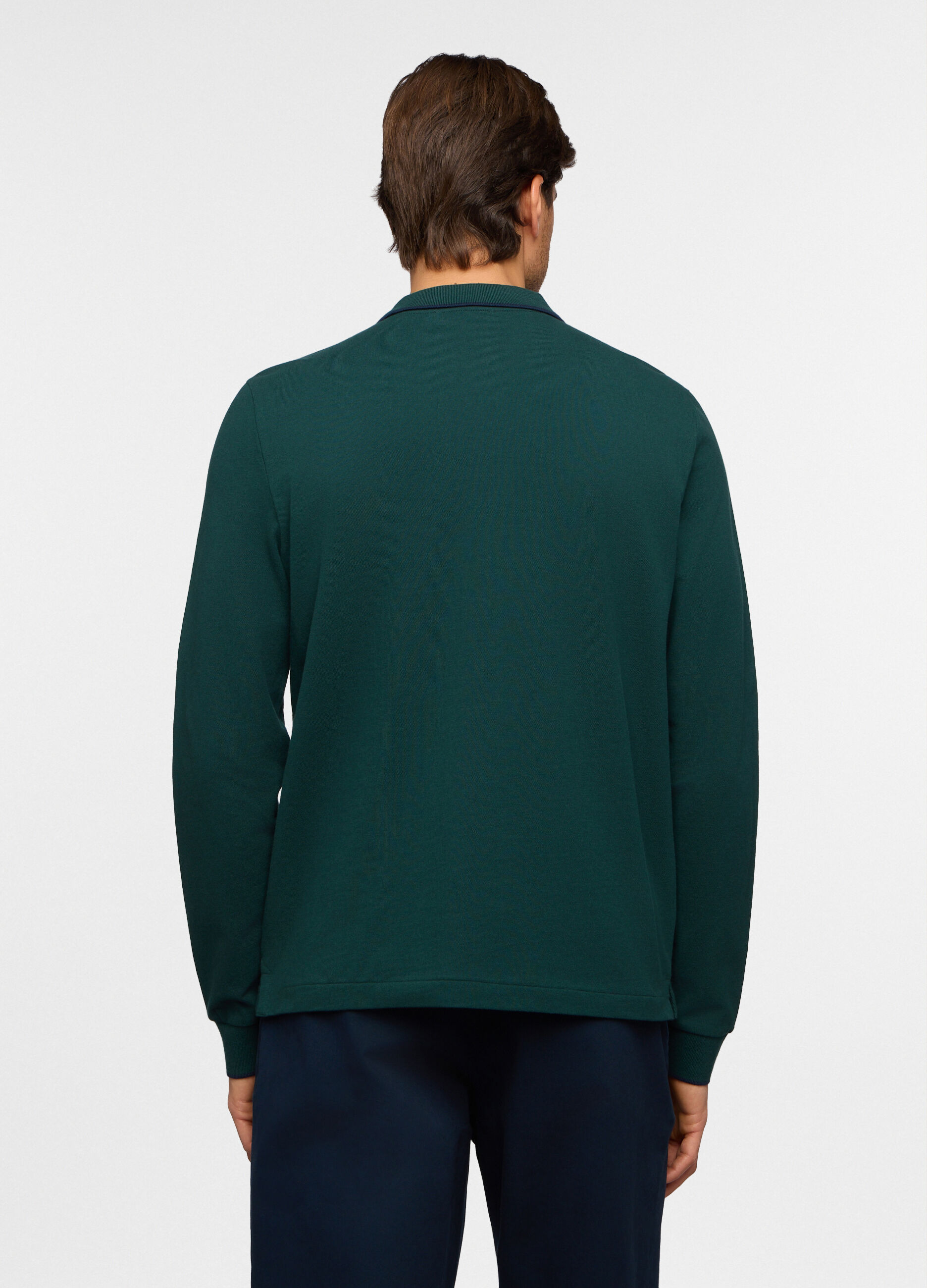 Polo a maniche lunghe in piquet di cotone uomo_1