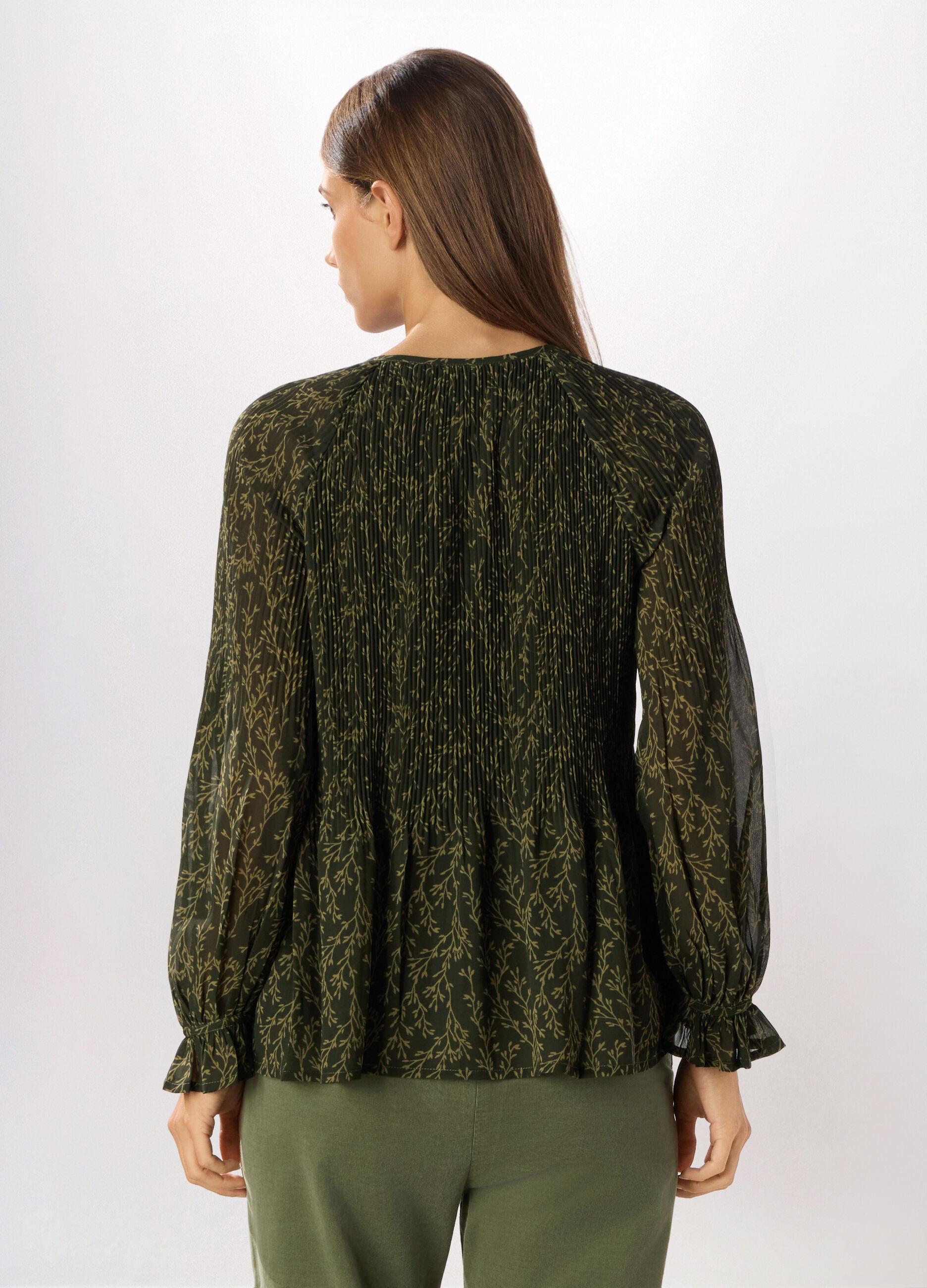 Blusa plissé con stampa donna_1