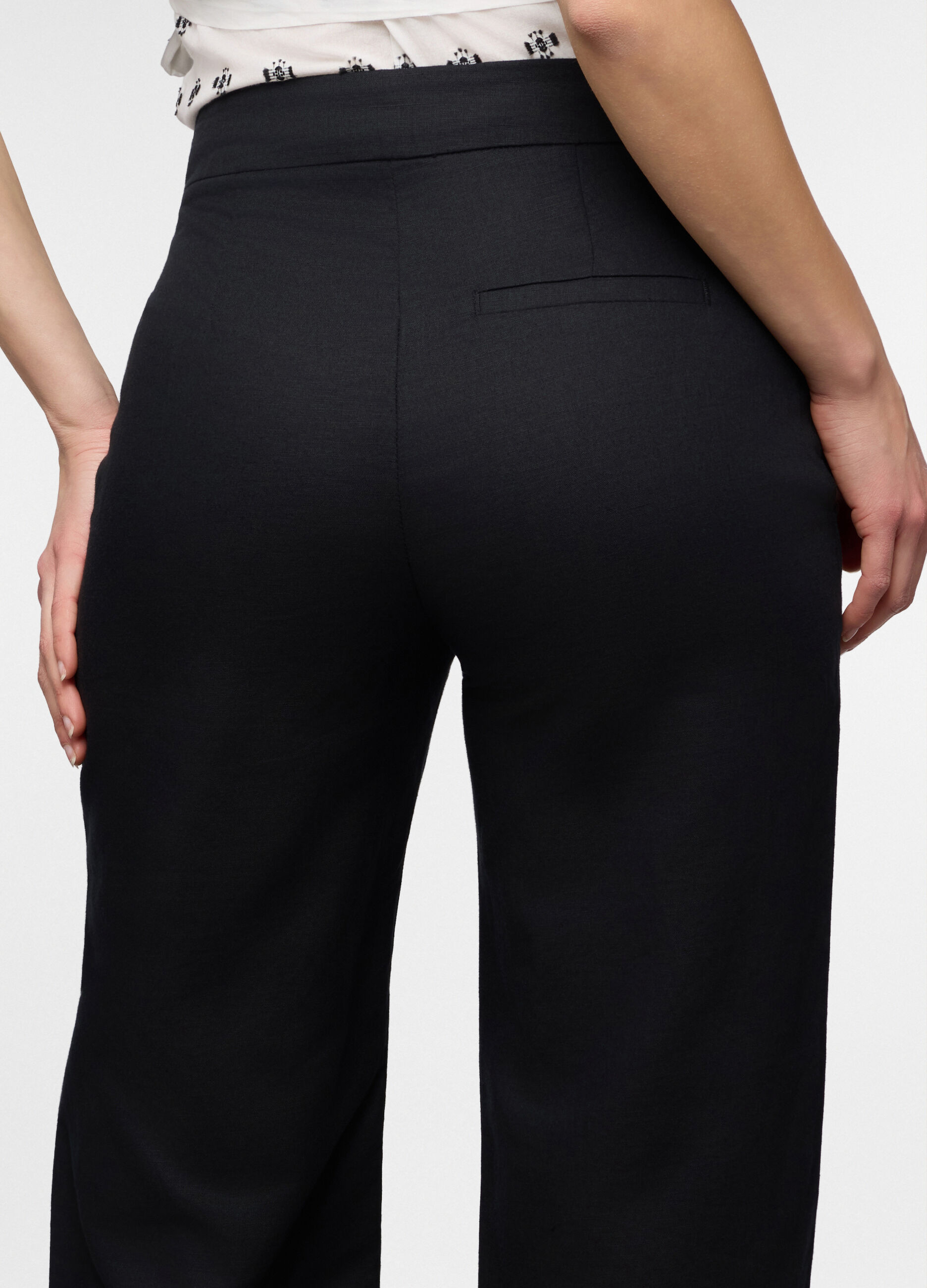 Pantaloni wide leg misto lino donna_2