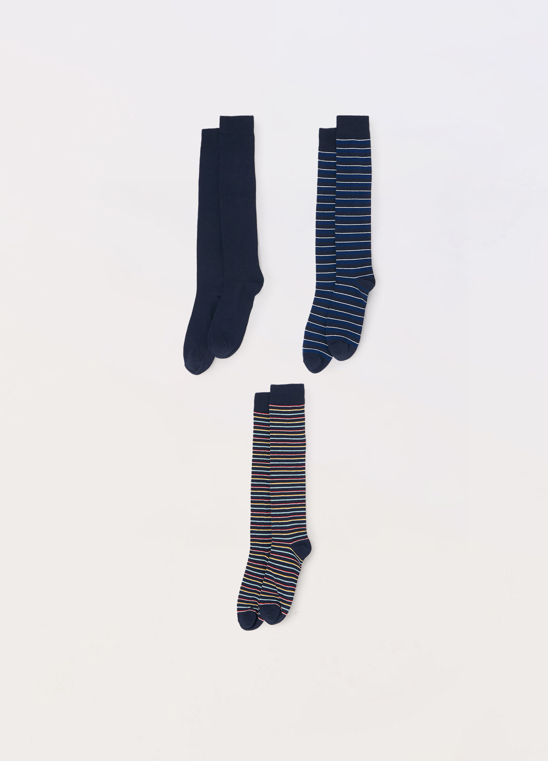 3 pack calze lunghe in cotone stretch a fantasia uomo_0