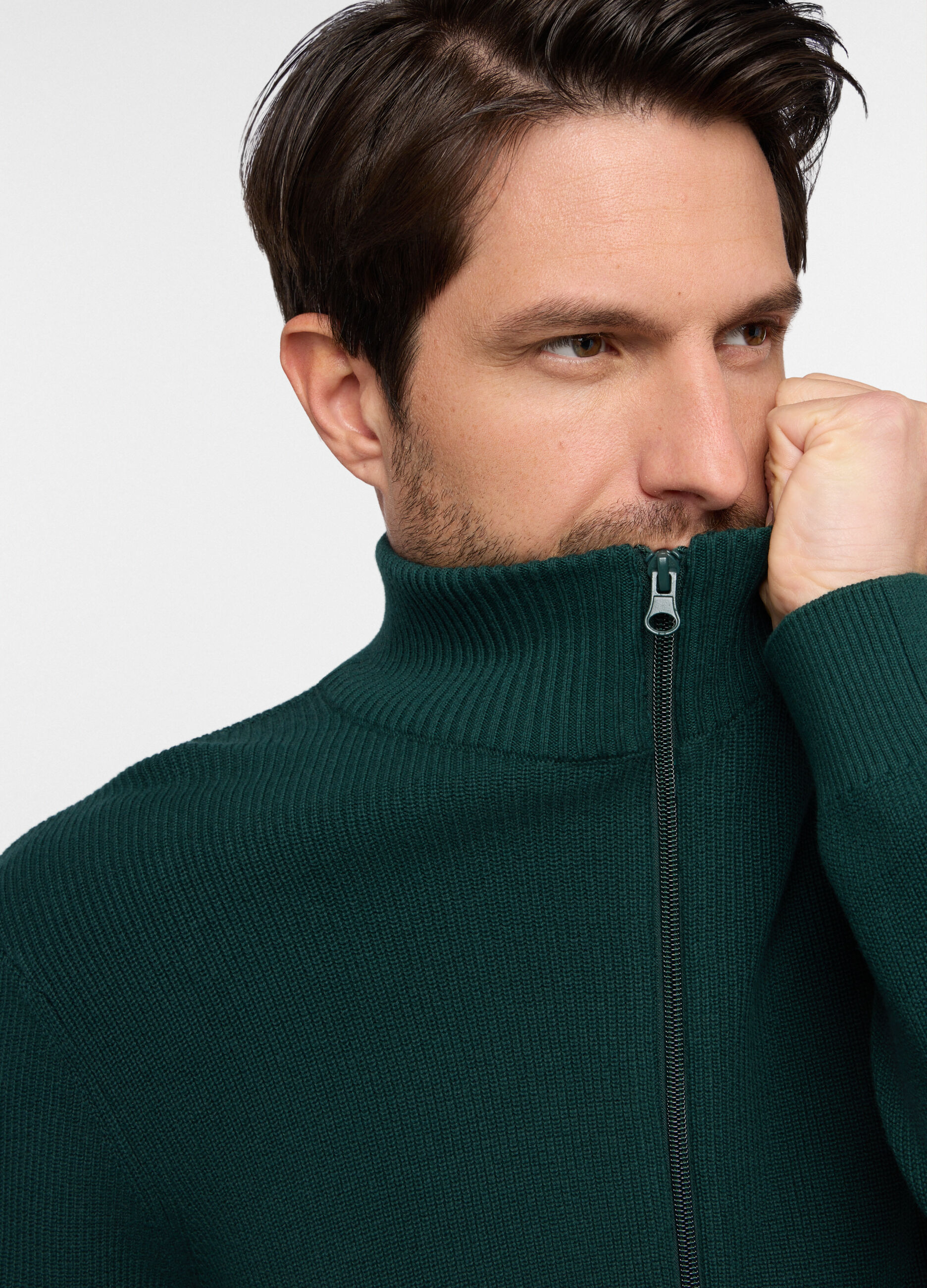 Cardigan lupetto con zip intera uomo_2