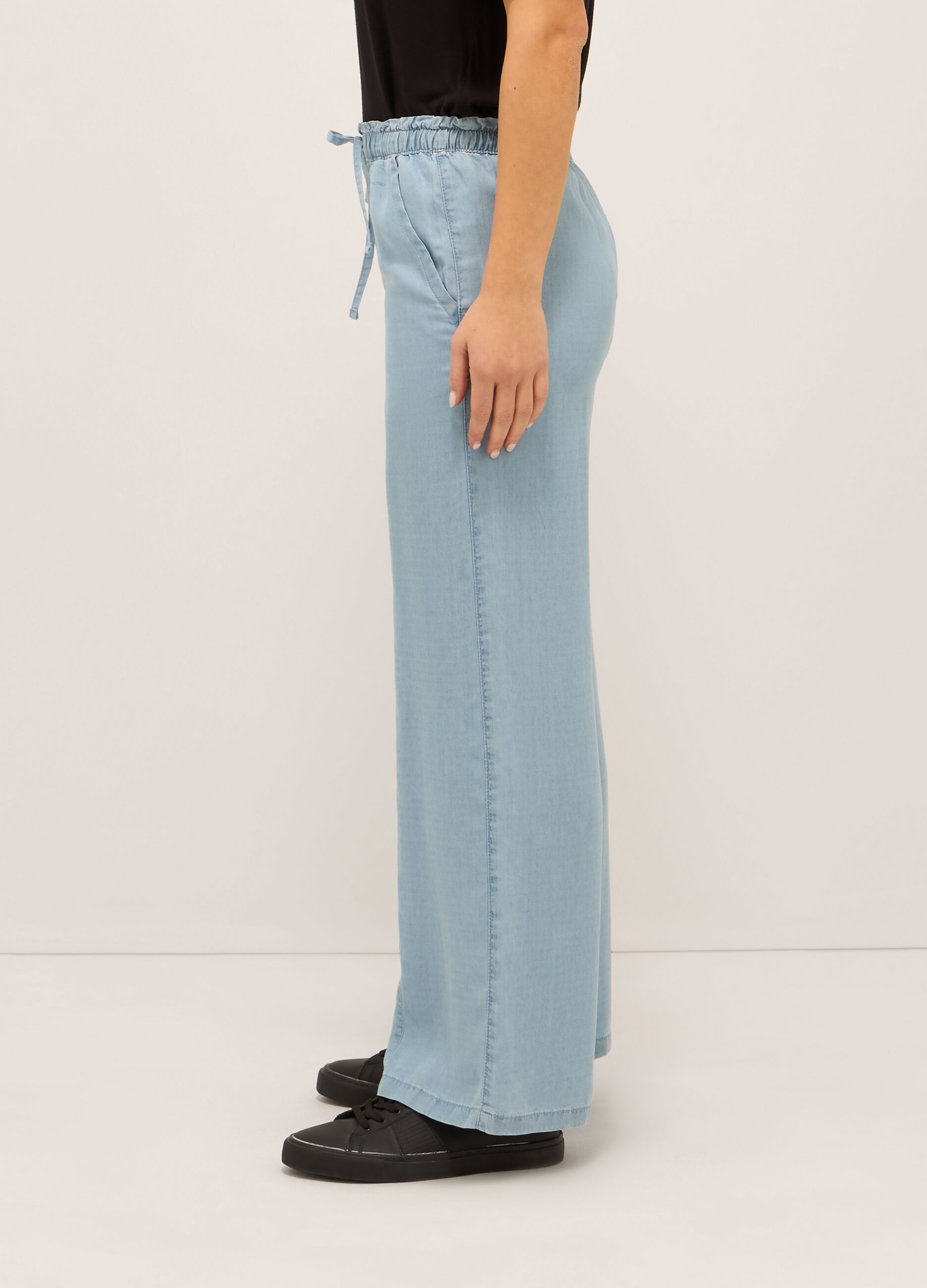 Pantaloni wide leg in pura lyocell donna_2