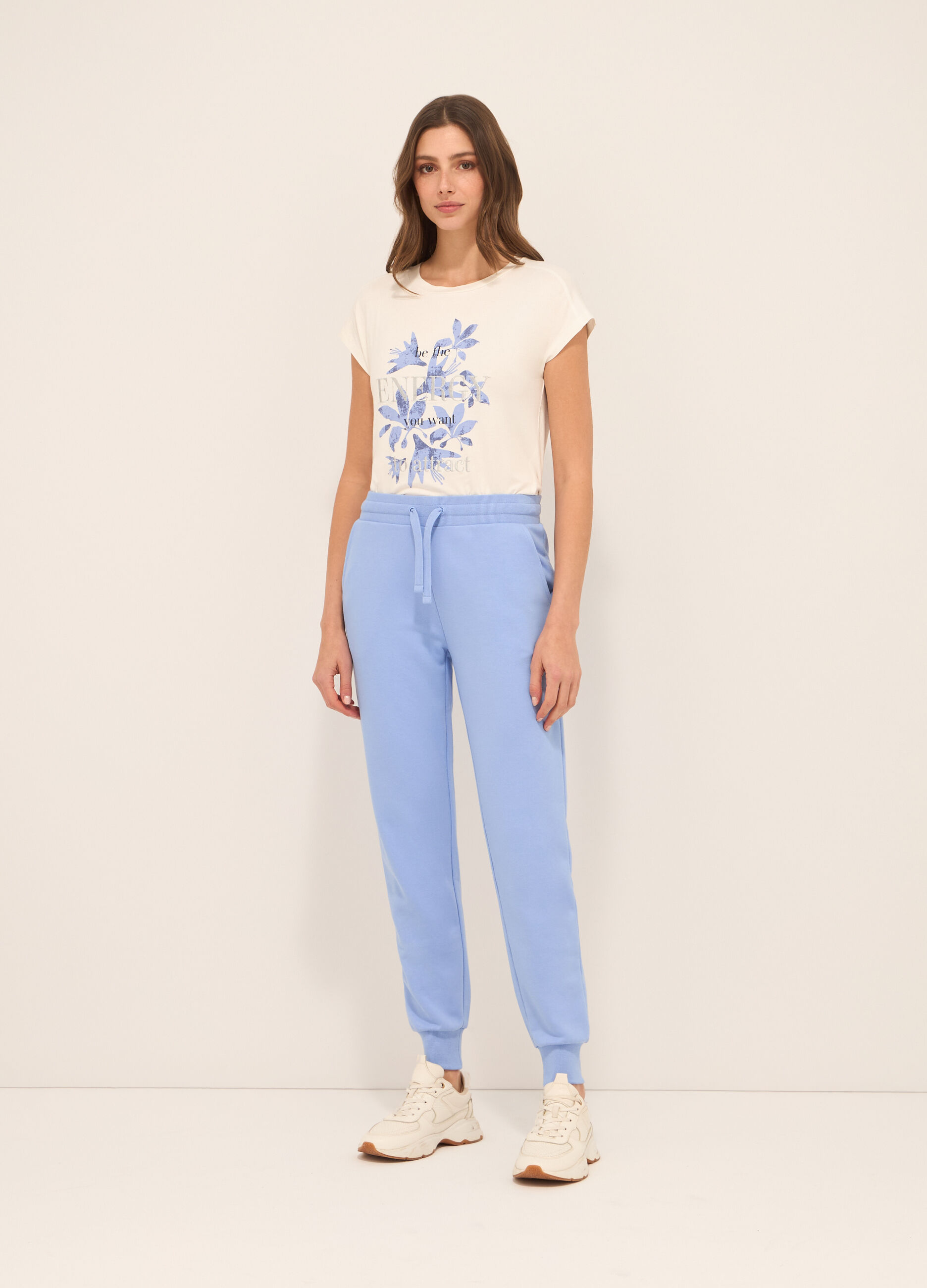 Jogger in french terry di misto cotone donna_0