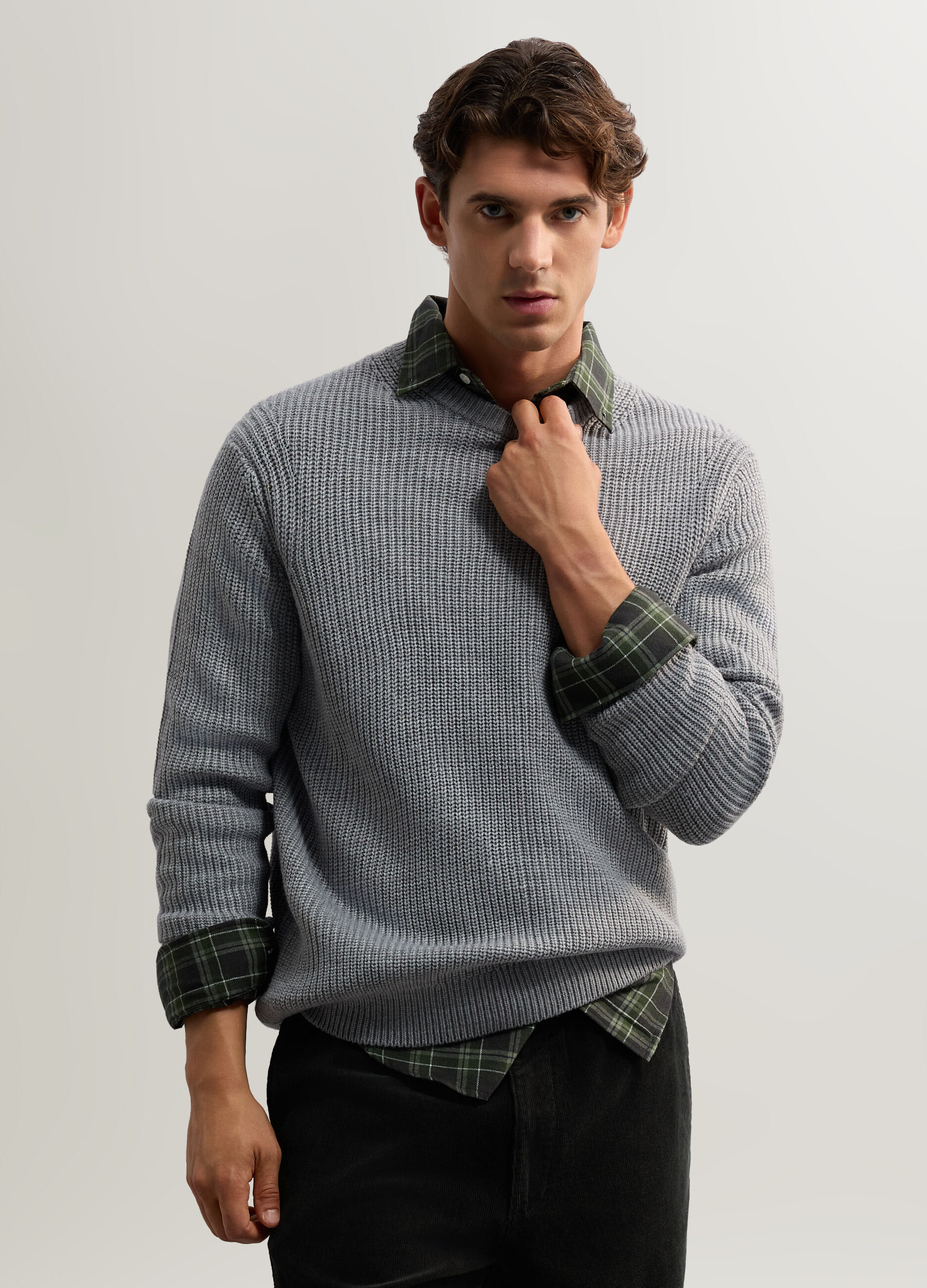 Maglione girocollo a mezza costa inglese uomo_0