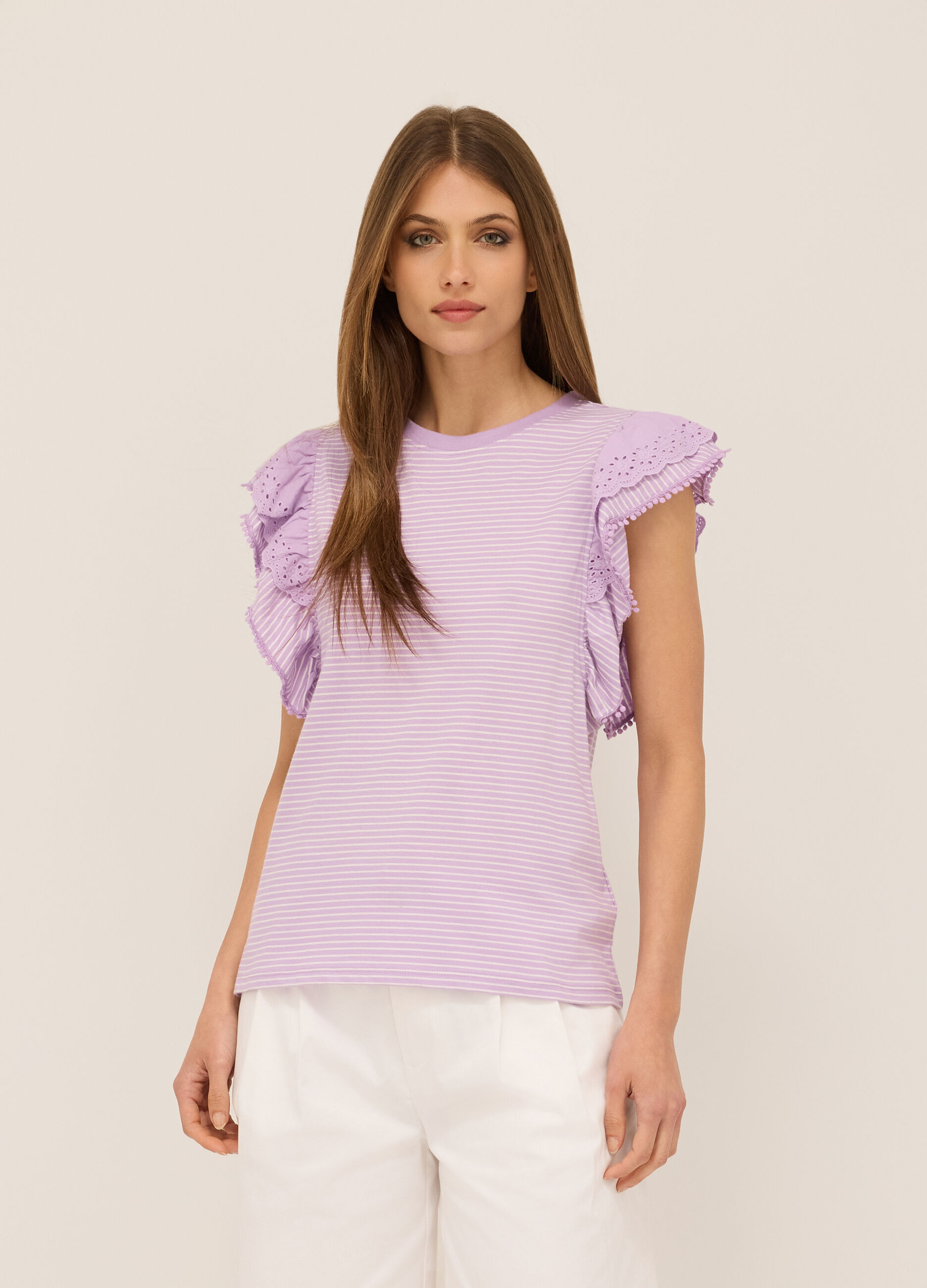 T-shirt in jersey di puro cotone donna_0
