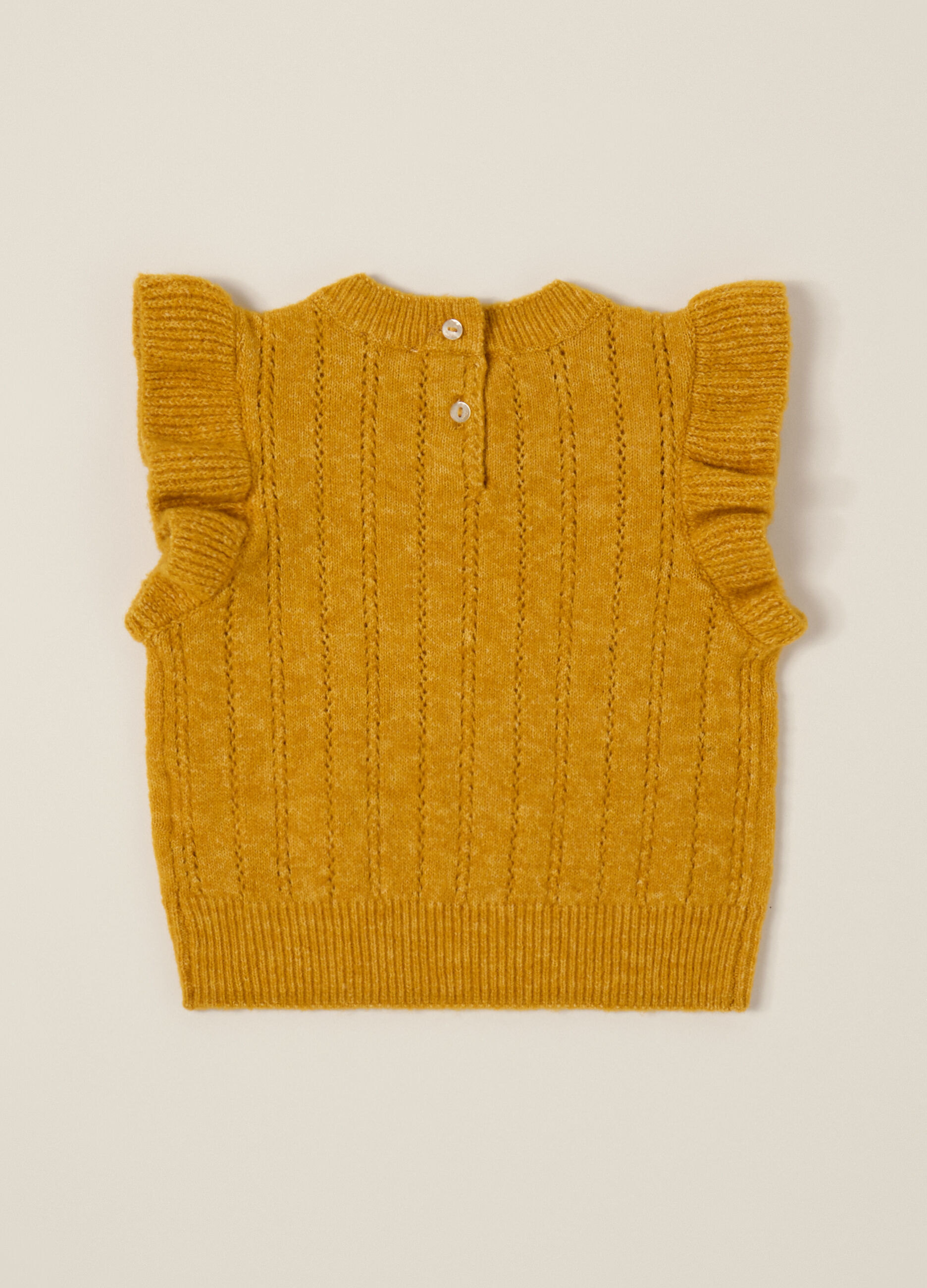 Maglia gialla per bambina in tessuto elasticizzato