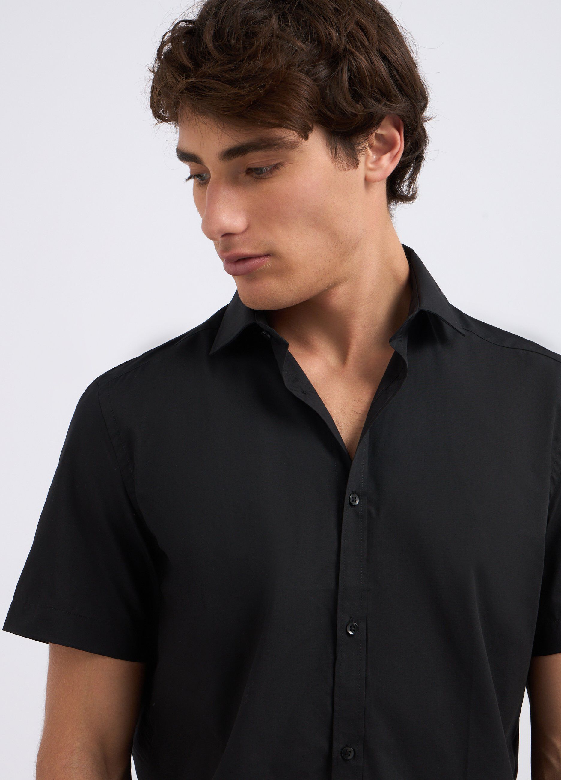 Camicia a maniche corte in misto cotone uomo_2