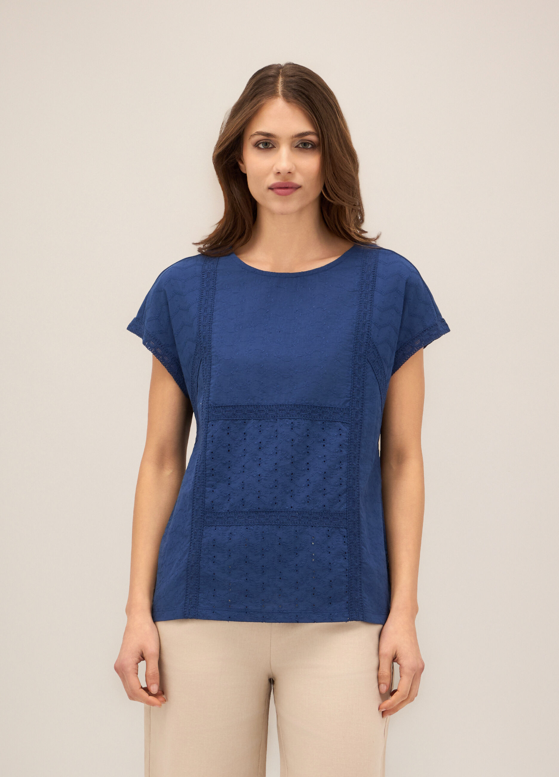 T-shirt in jersey di puro cotone donna_0