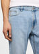 Jeans regular fit in denim di cotone e lino uomo_3