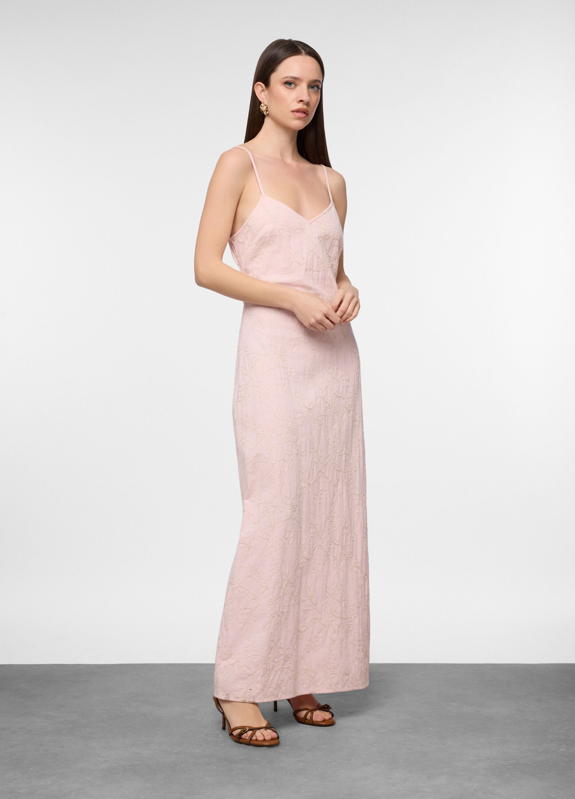 Vestito lungo fitted misto cotone donna_0