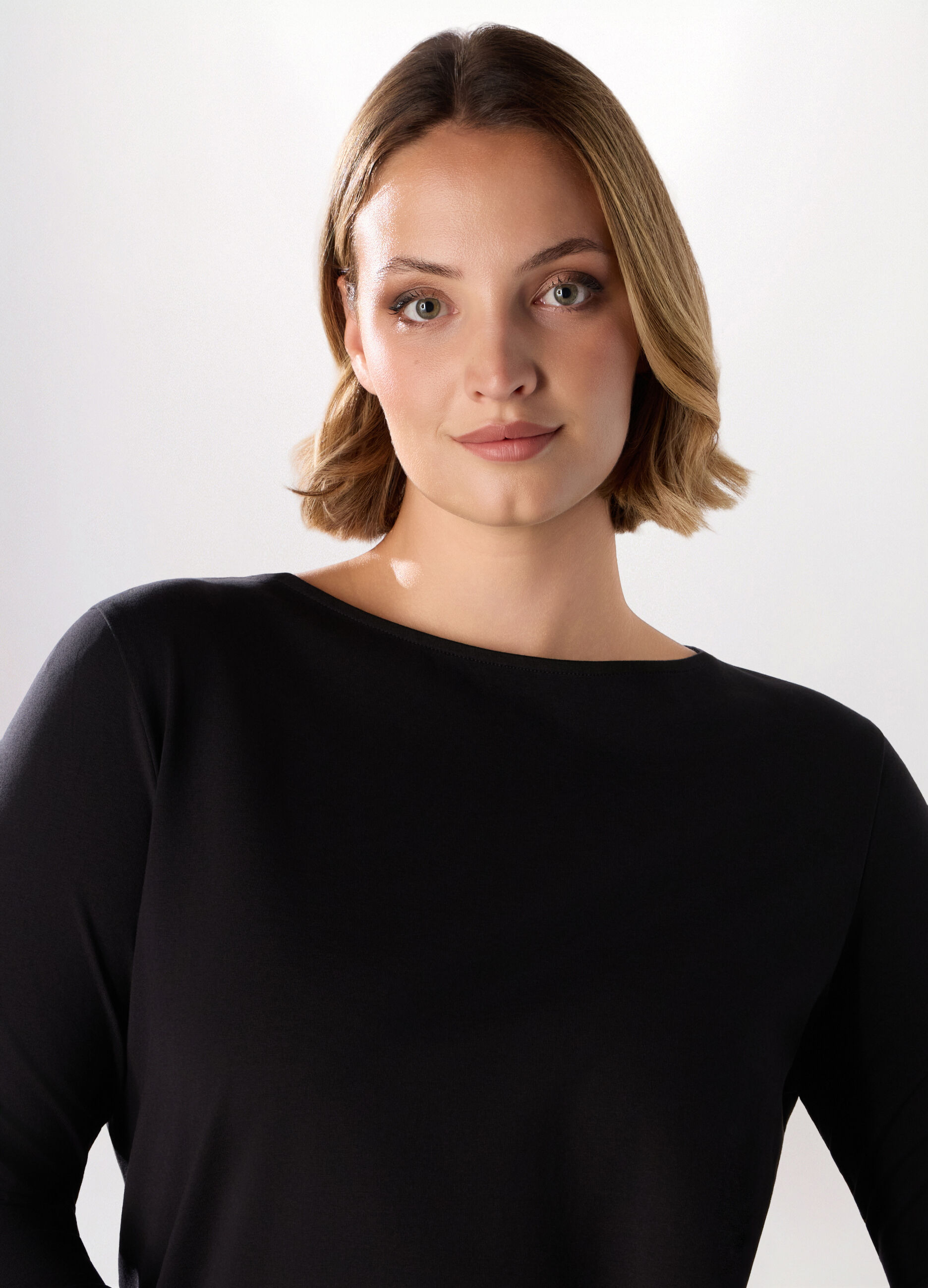 T-shirt in jersey di cotone stretch donna_2