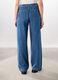 Pantaloni wide leg in denim di puro cotone donna_1