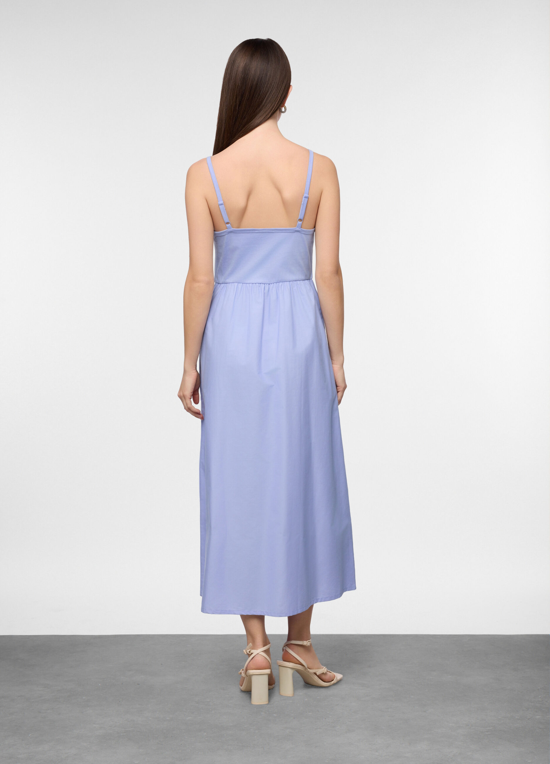 Abito lungo in popeline di puro donna_1