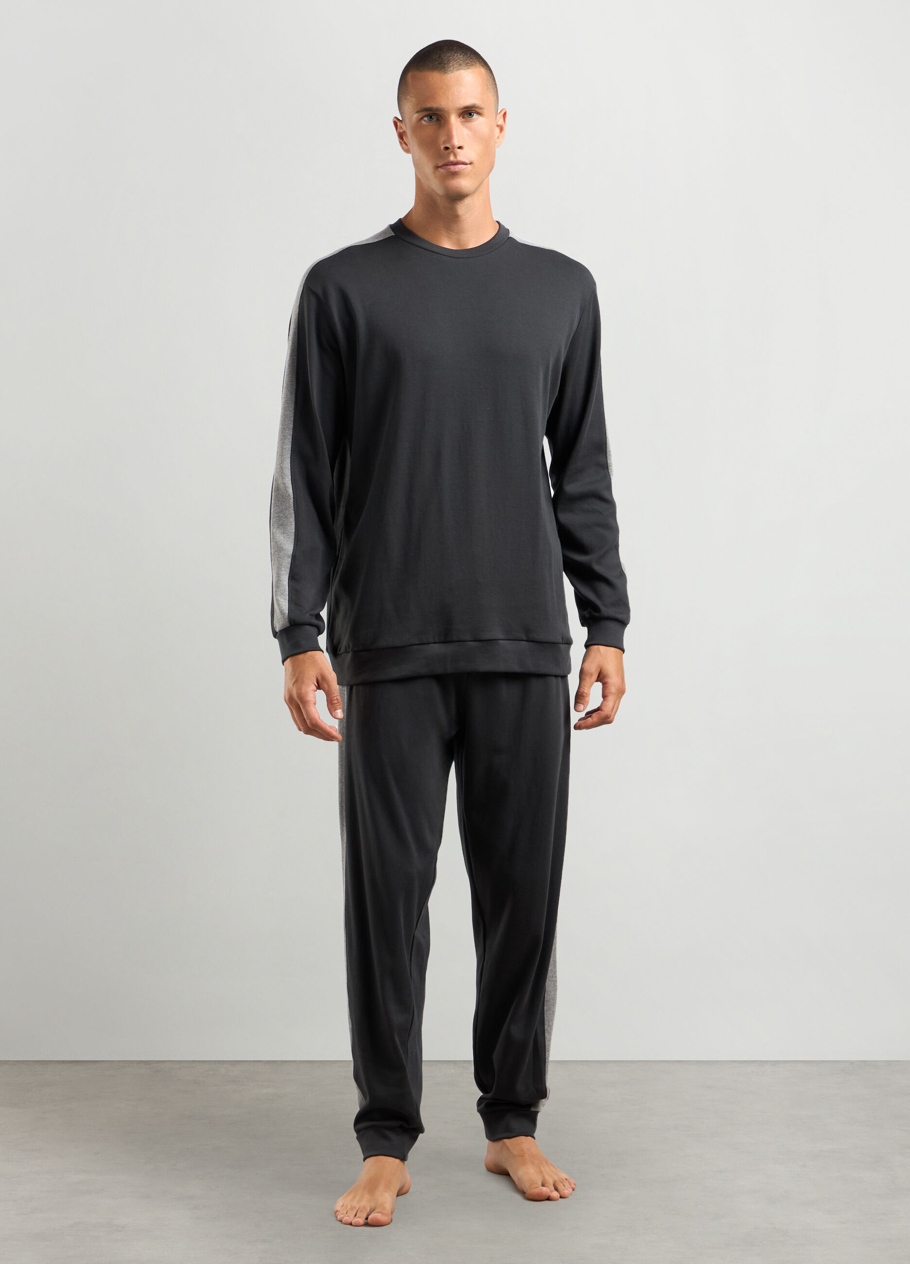 Set pigiama lungo in interlock di cotone uomo_0