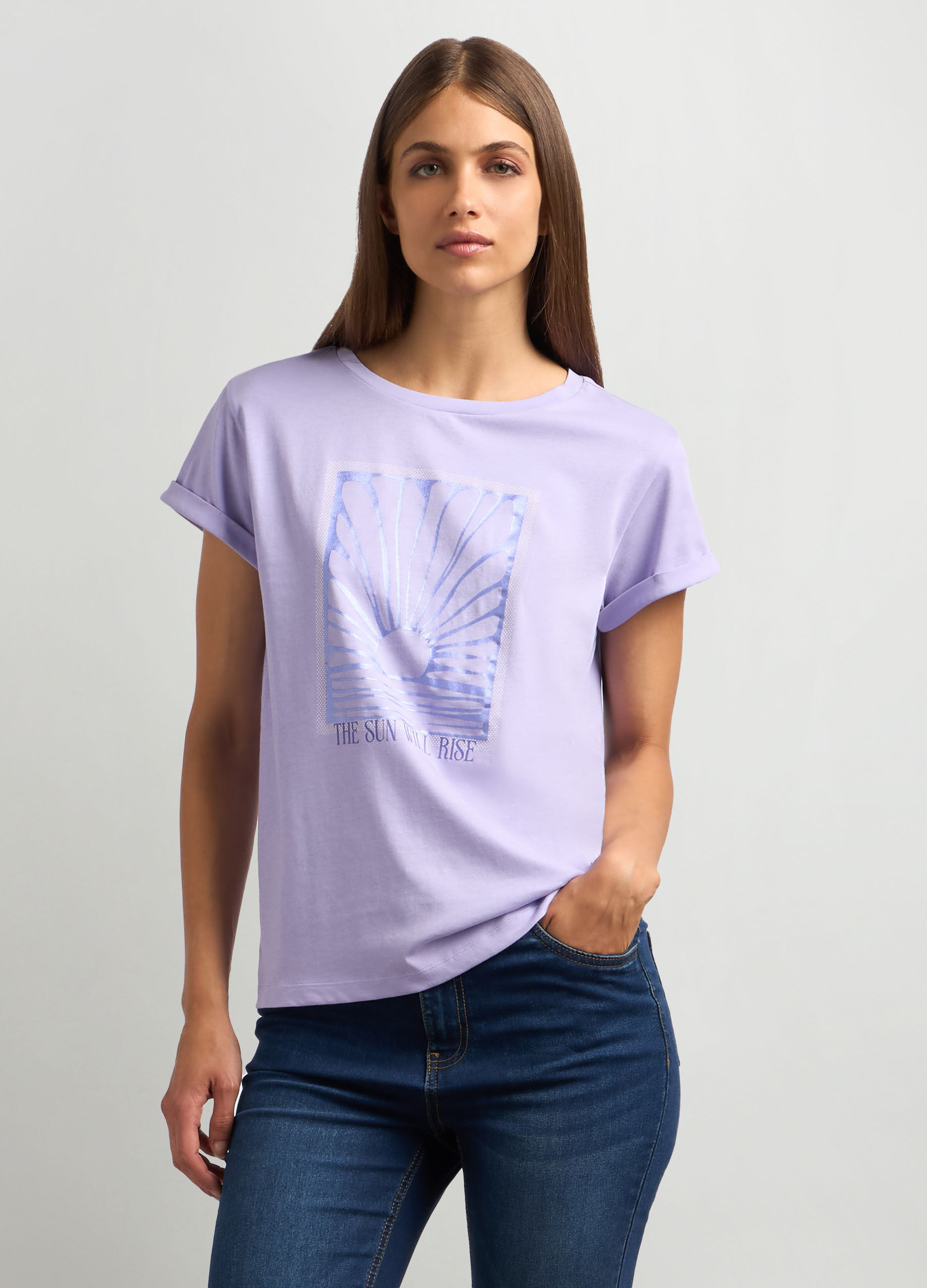 T-shirt in jersey di puro cotone donna_0