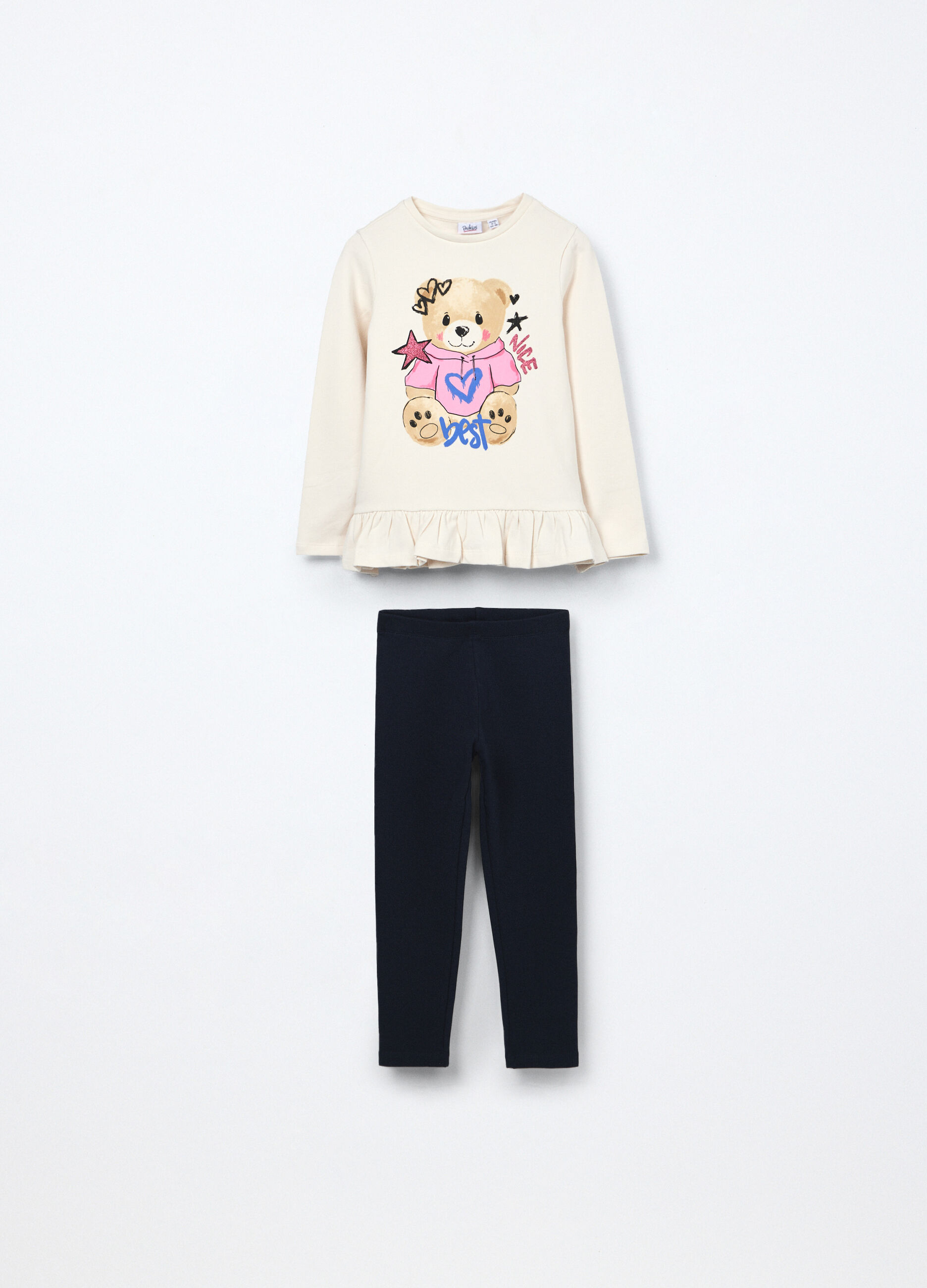 Jogging set in cotone fleece stretch bambina_0