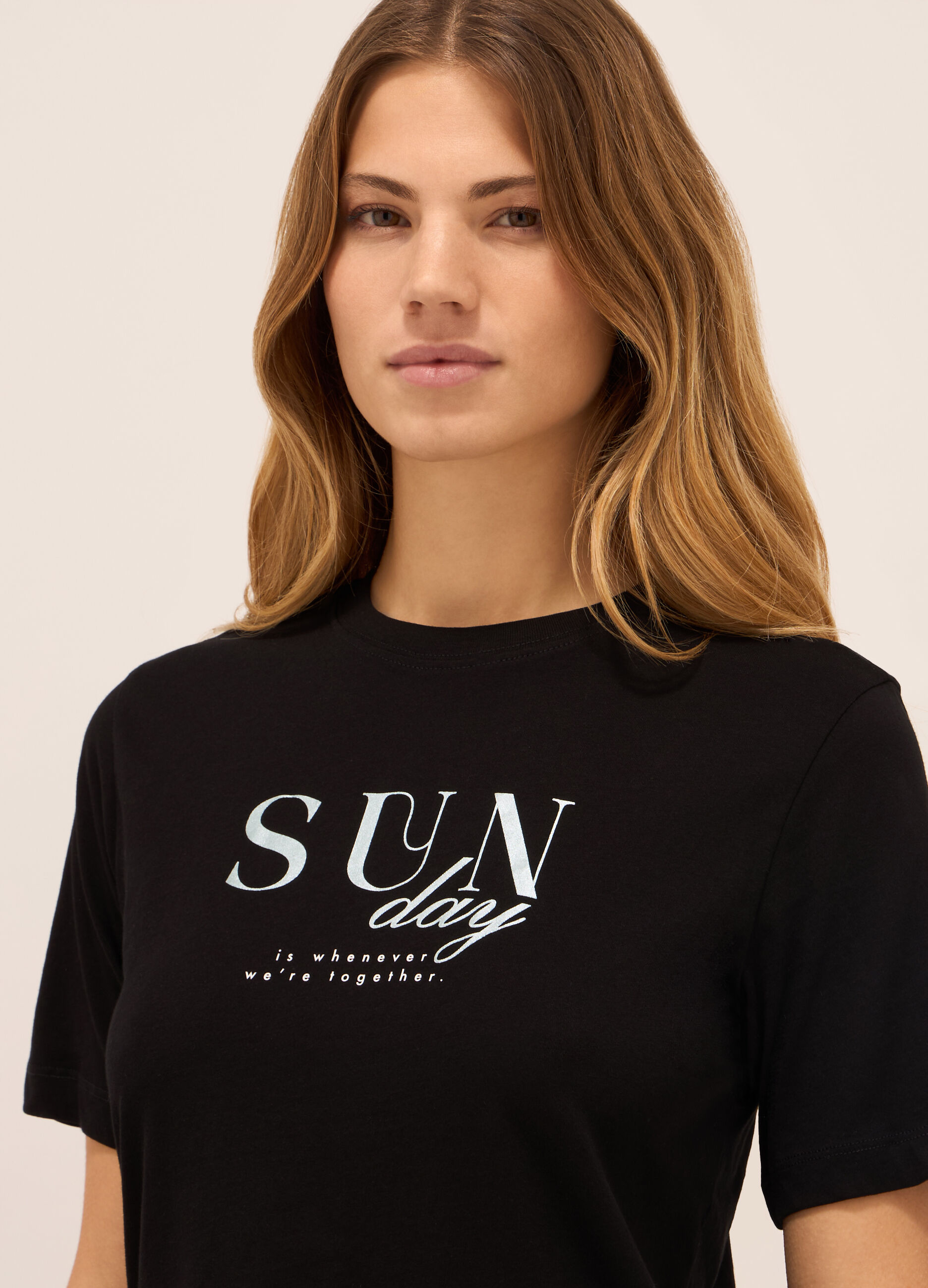 T-shirt in jersey di puro cotone donna_2