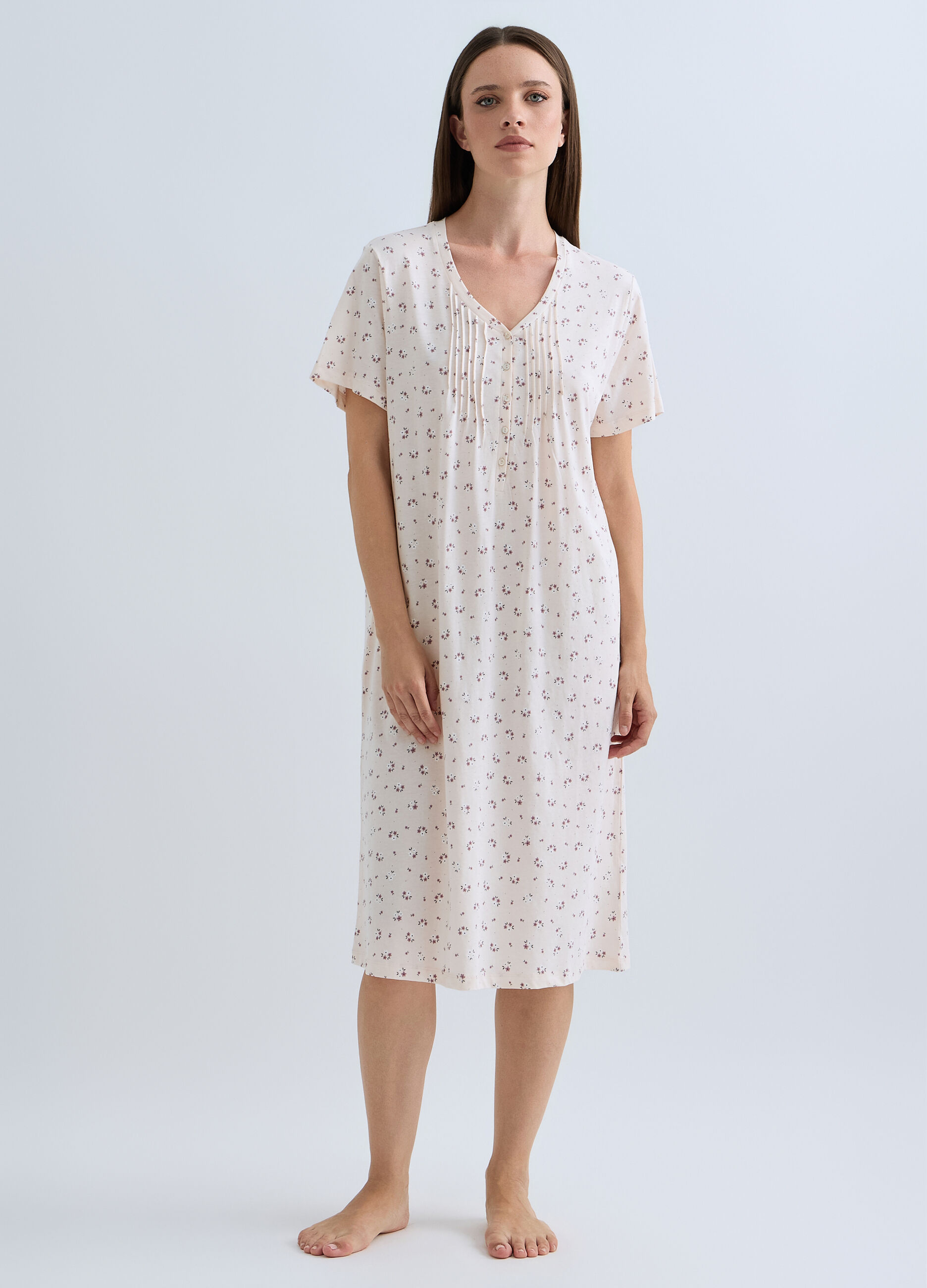 Camicia da notte corta con scollo a V donna_0