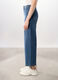 Pantaloni wide leg in denim misto cotone stretch_3