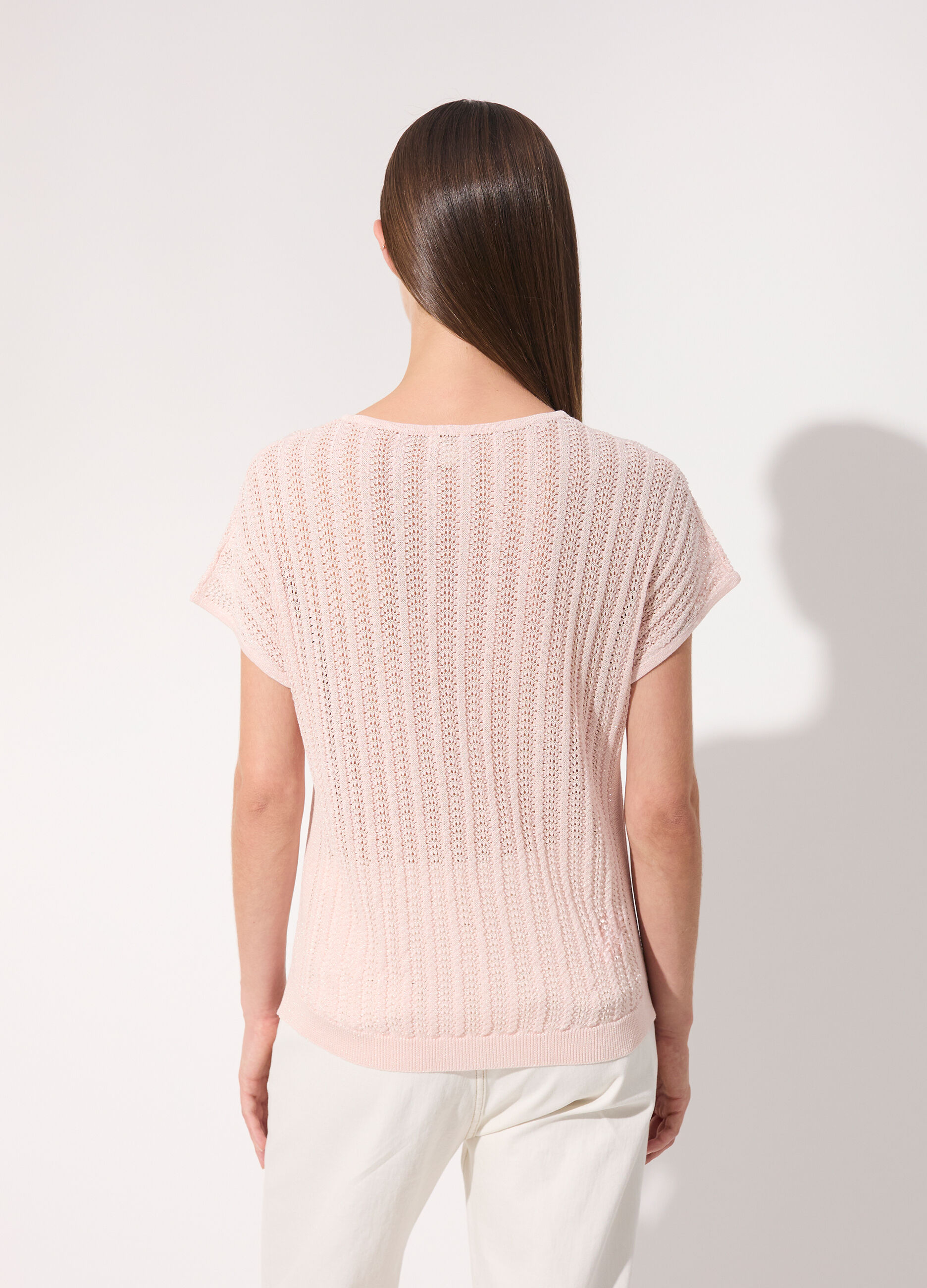 Tricot kimono a maniche corte in filo lurex donna_2