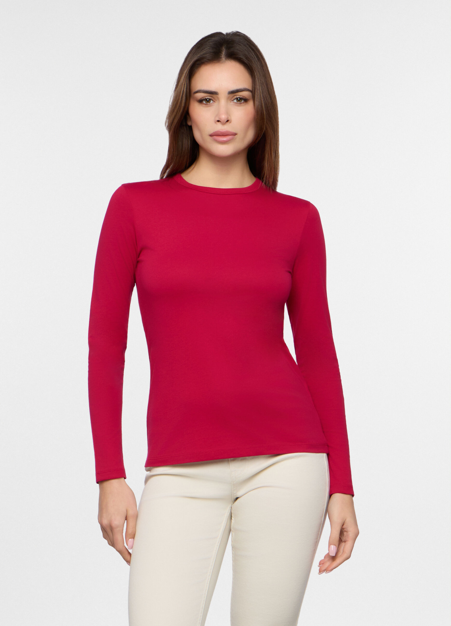 T-shirt in jersey di puro cotone donna_0