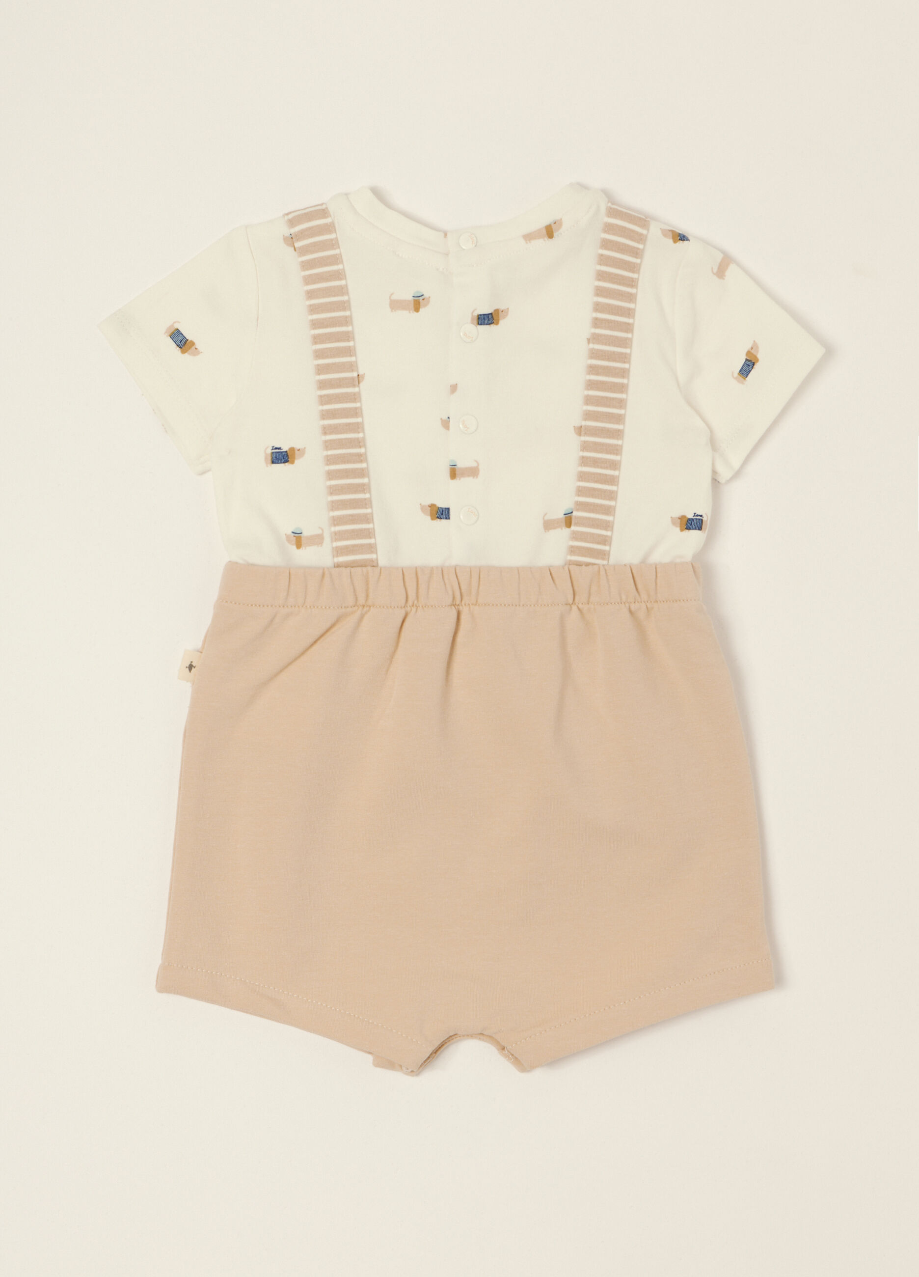 Pagliaccetto bianco con stampa e dettagli in cotone organico_1