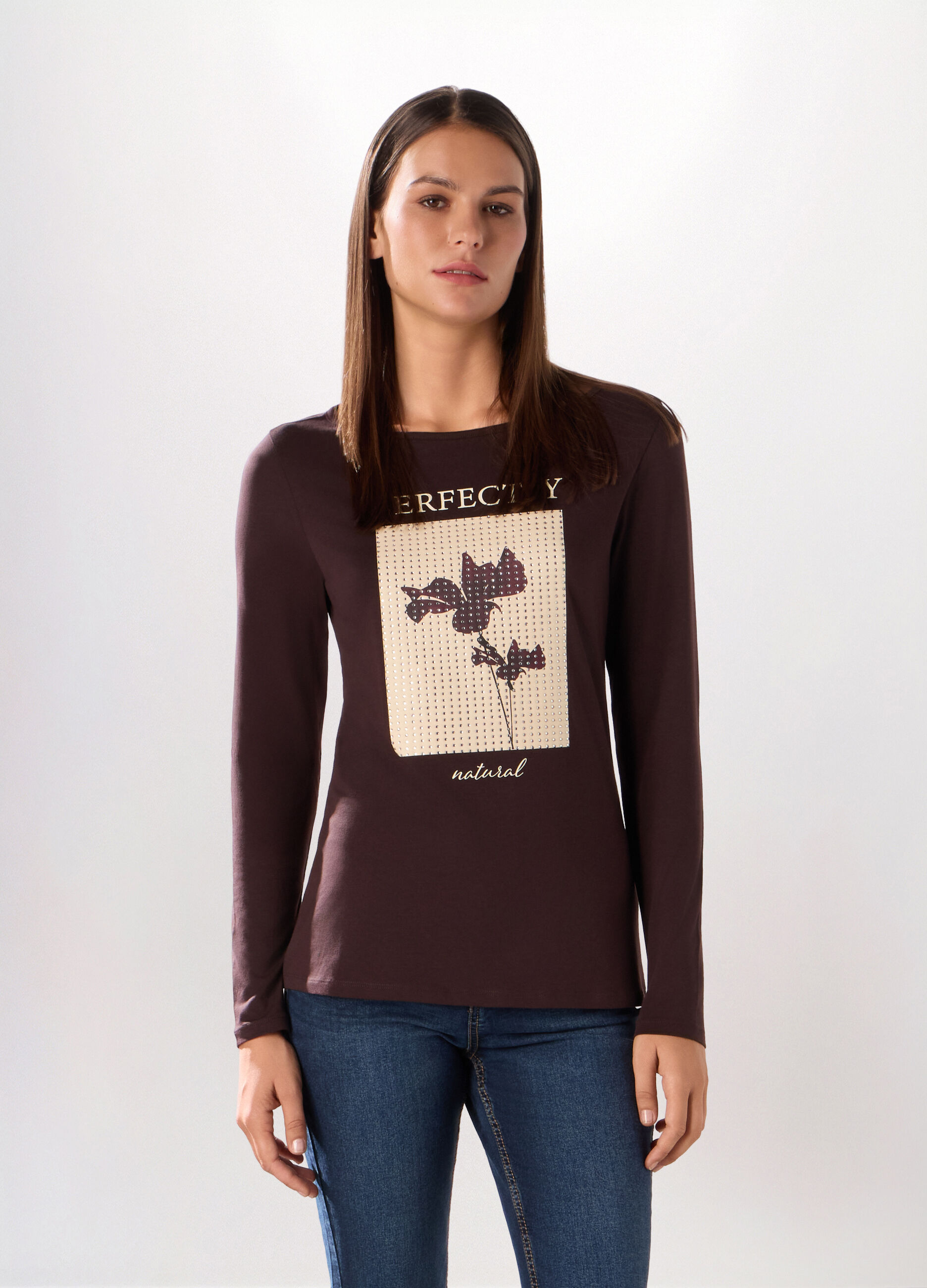 T-shirt in jersey di cotone stretch donna_0