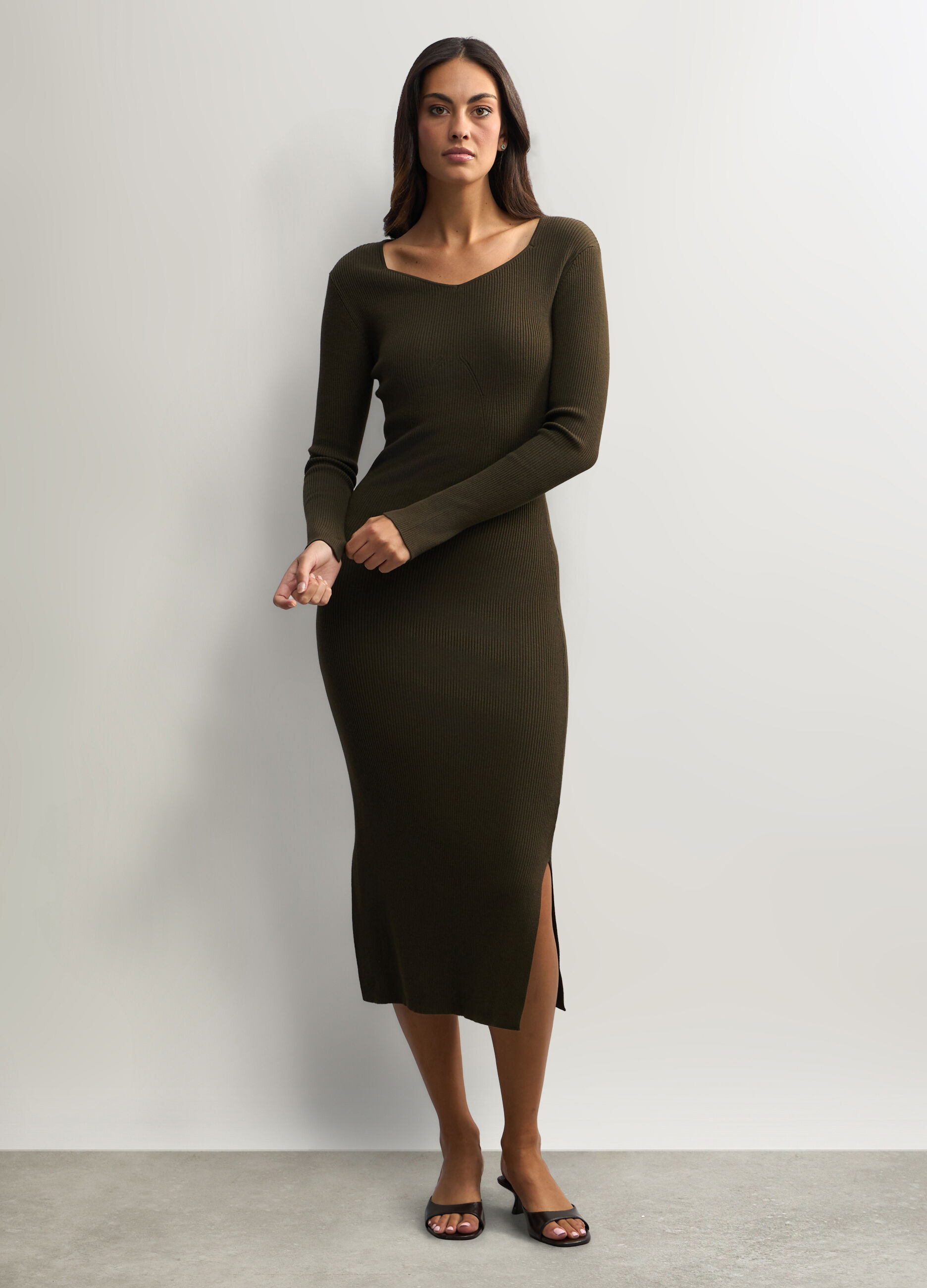 Abito lungo Fitted in costina donna_0