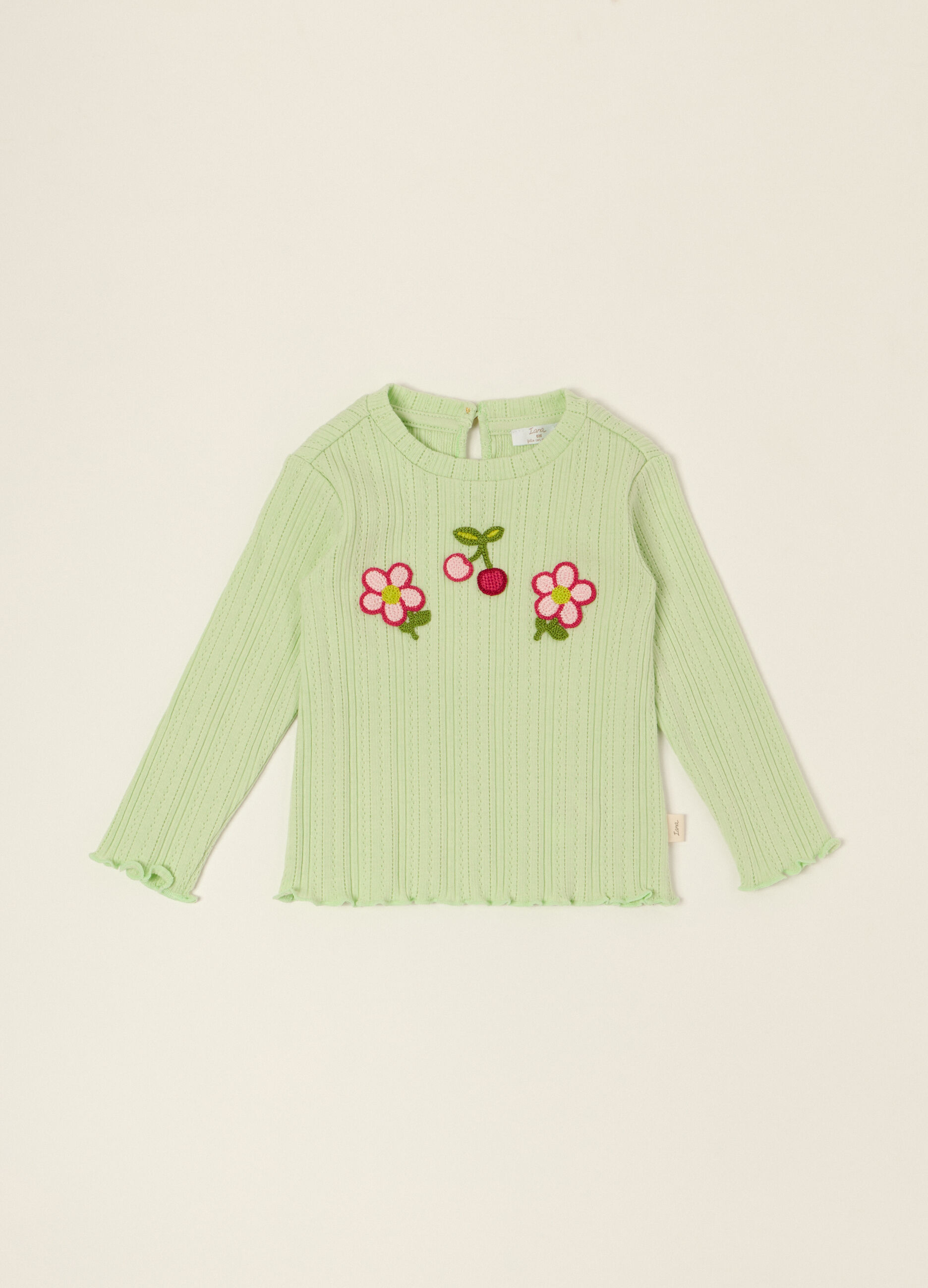 Maglia a maniche lunghe verde in misto cotone_0