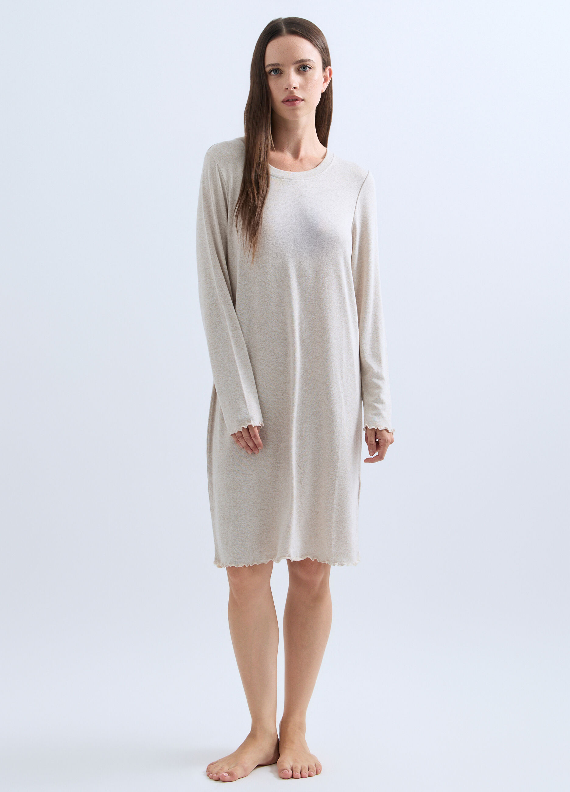 Camicia da notte velour misto viscosa stretch donna_0