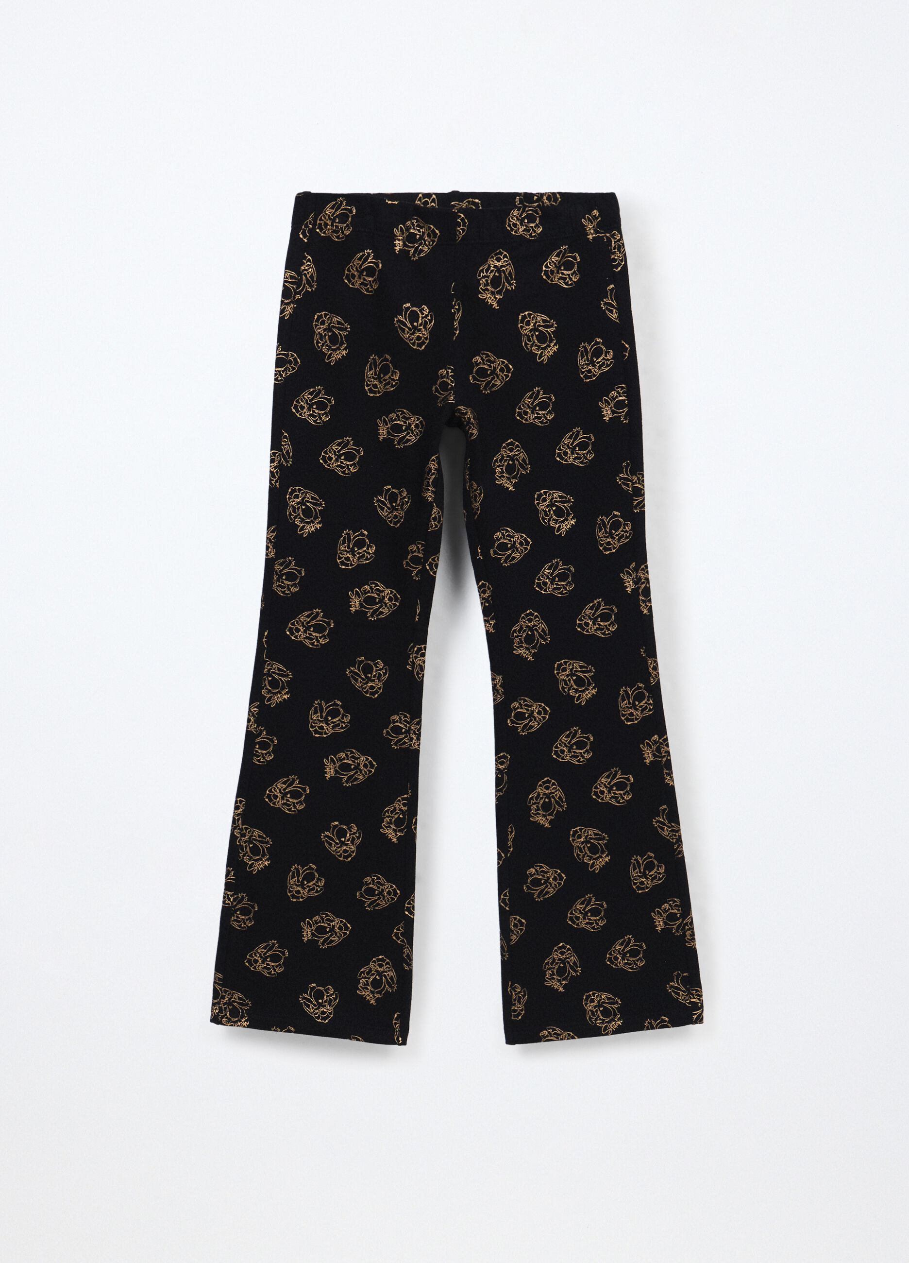 Leggings flare fit in cotone fleece stretch bambina_0