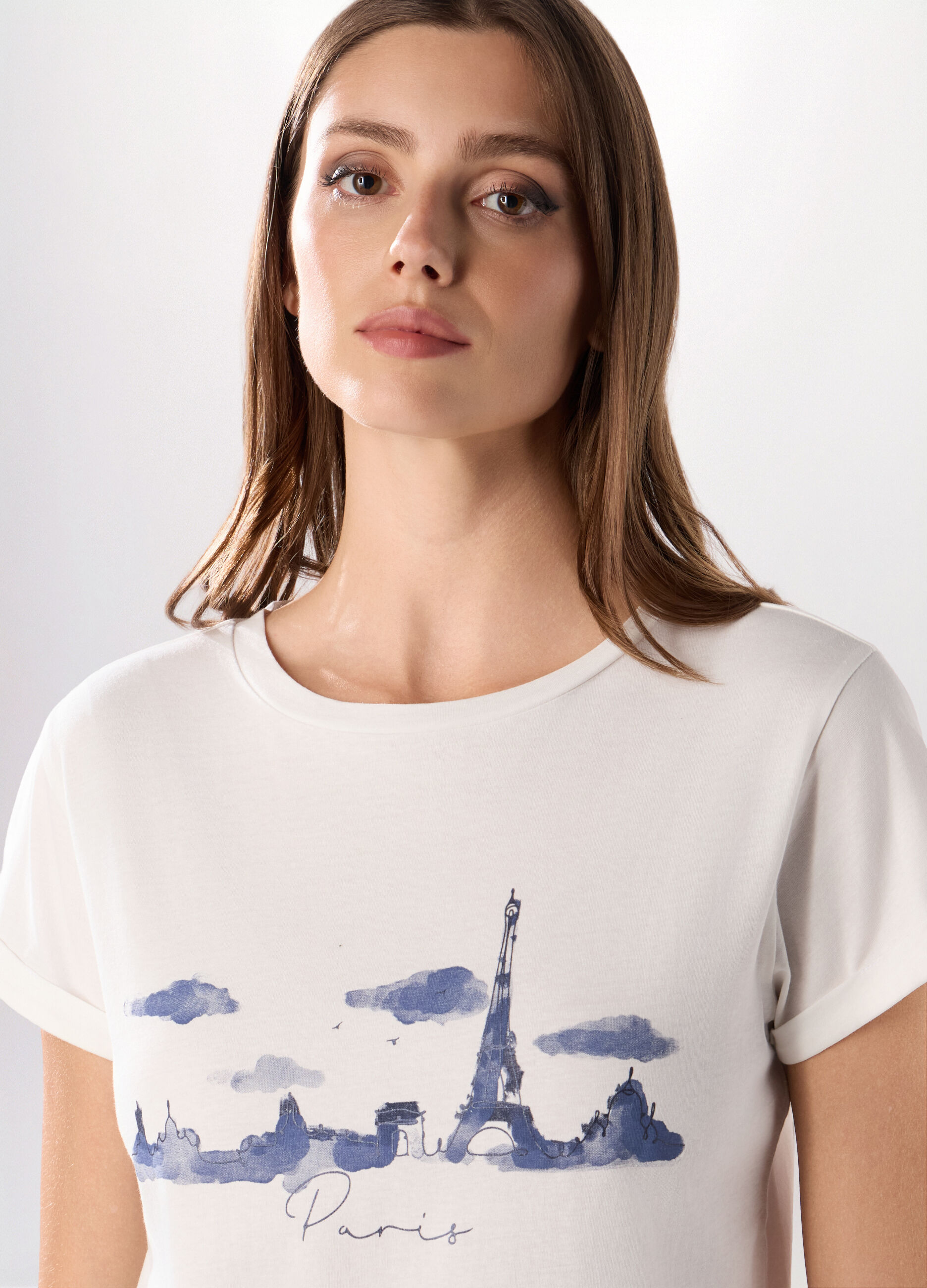 T-shirt in puro cotone con stampa donna_2