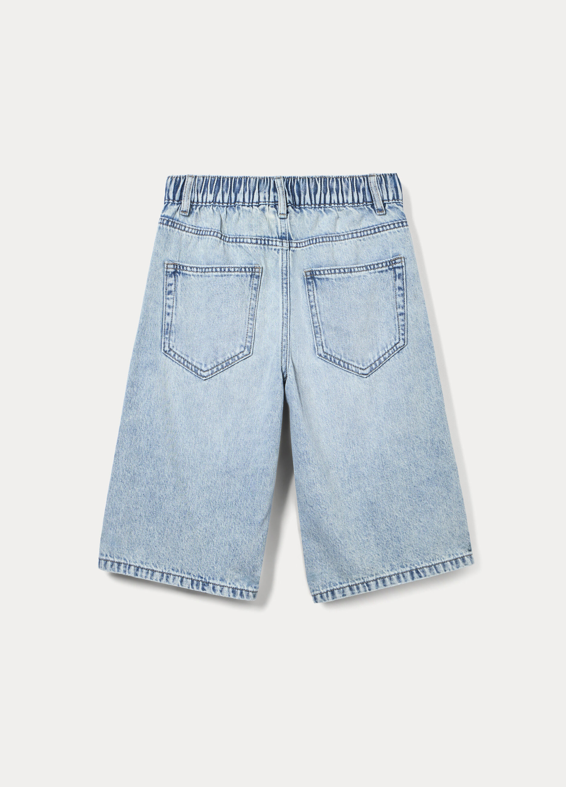 Shorts in denim ripped misto cotone ragazzo_1