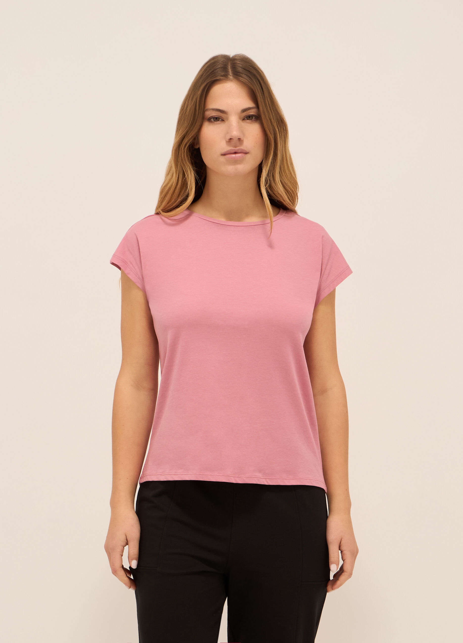 T-shirt in jersey di puro cotone donna_0