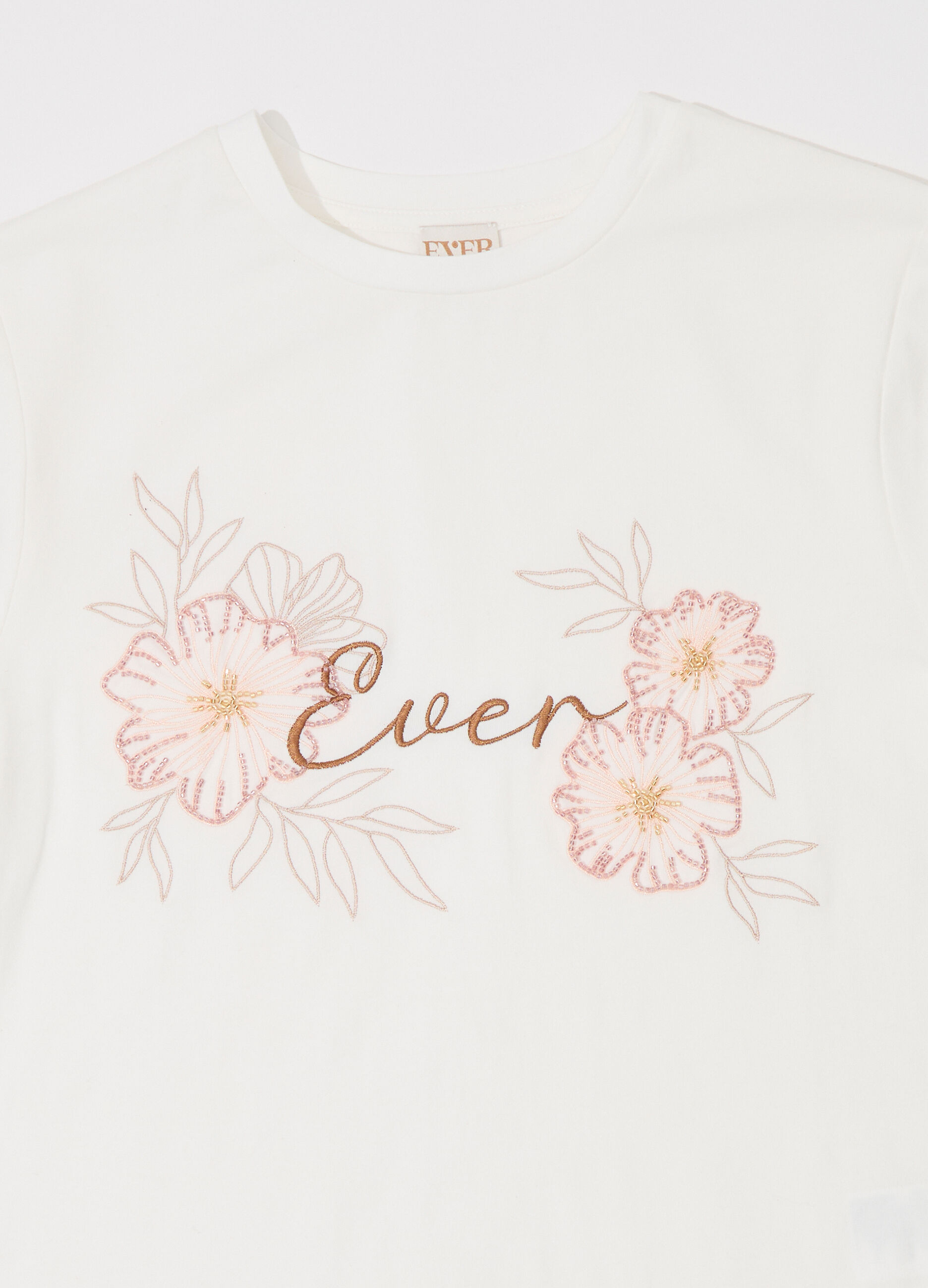 T-shirt in cotone stretch con ricami donna_6