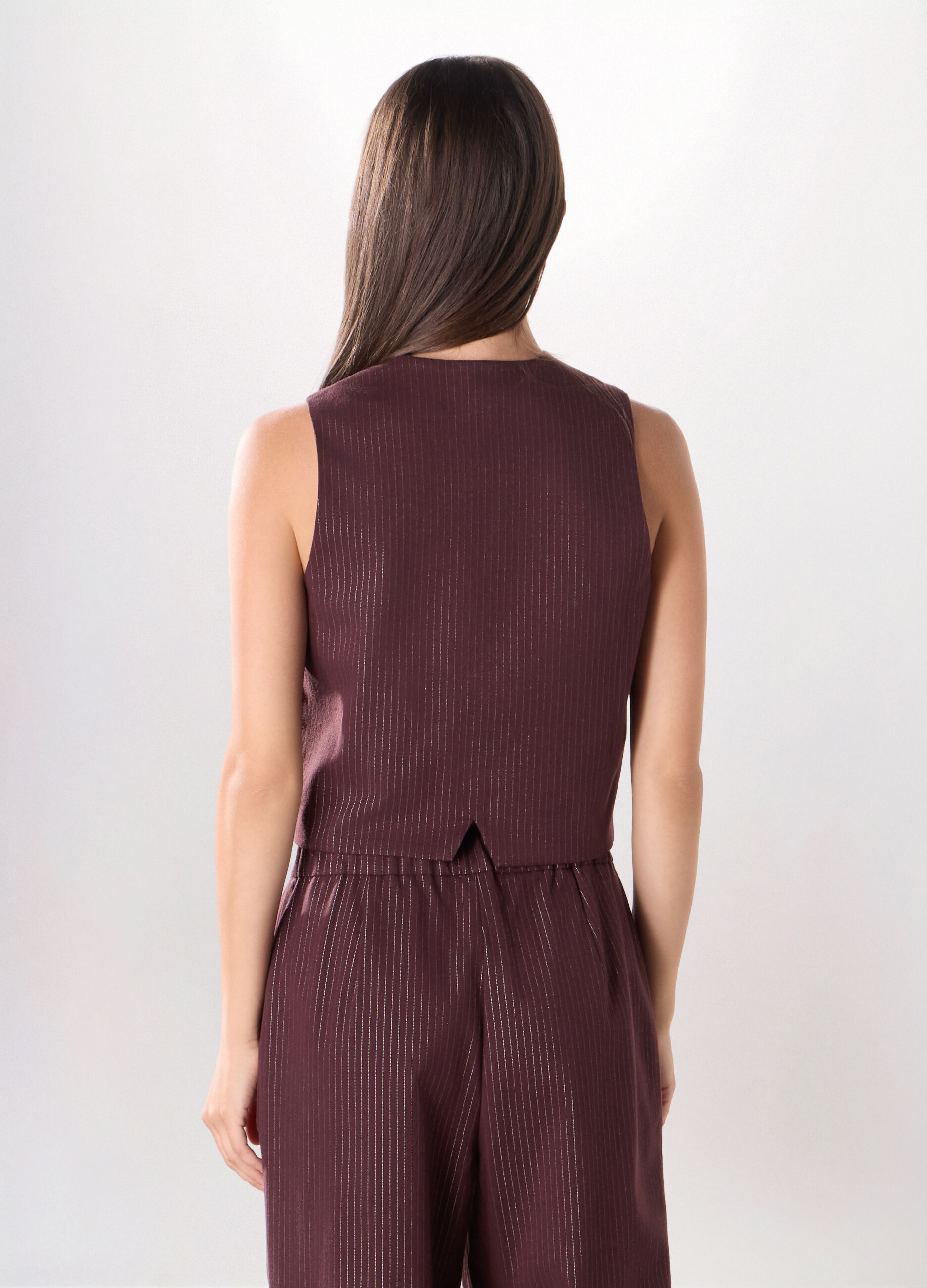 Gilet gessato in poli viscosa donna_1