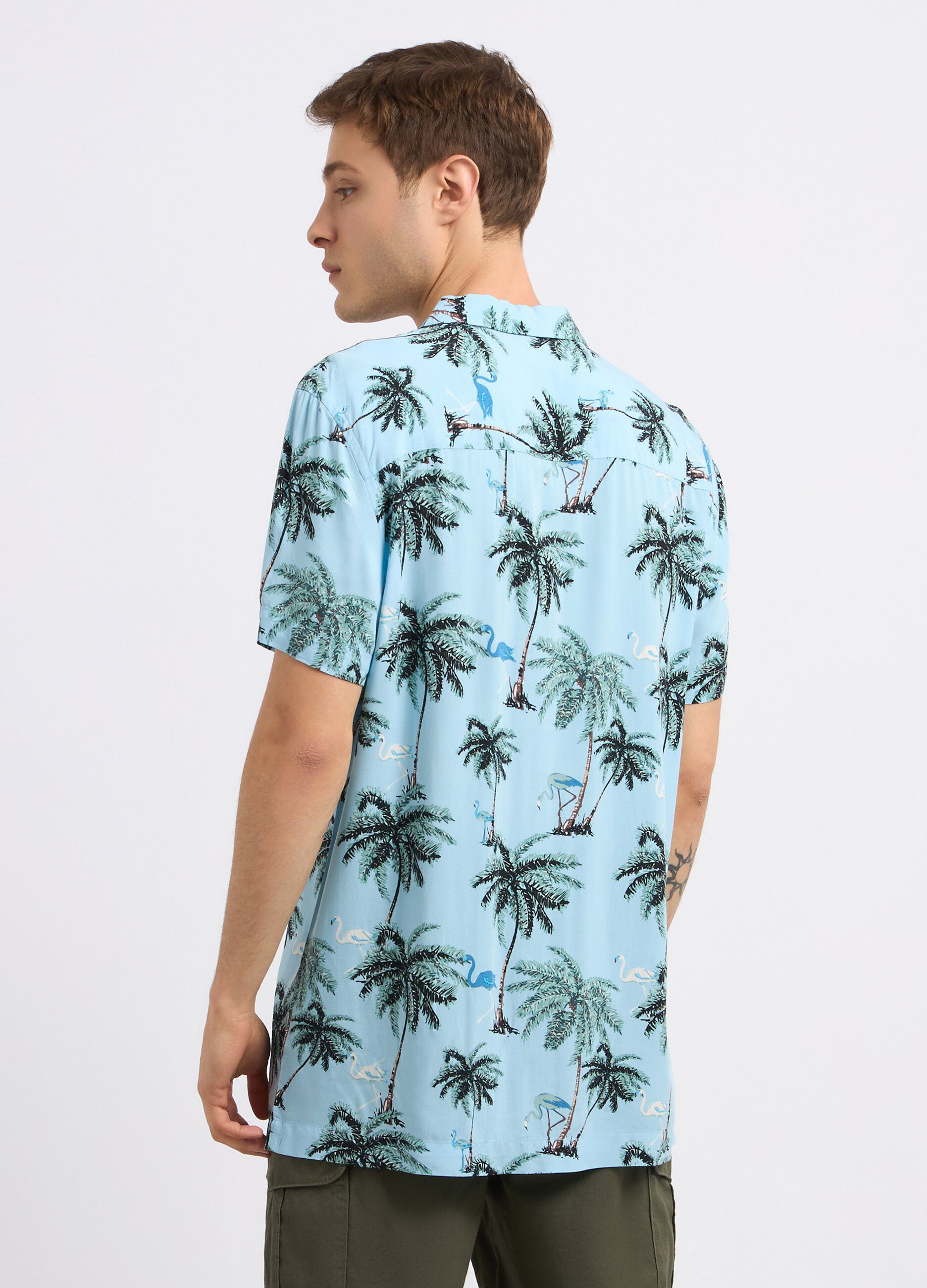 Camicia in pura viscosa con stampa uomo_1